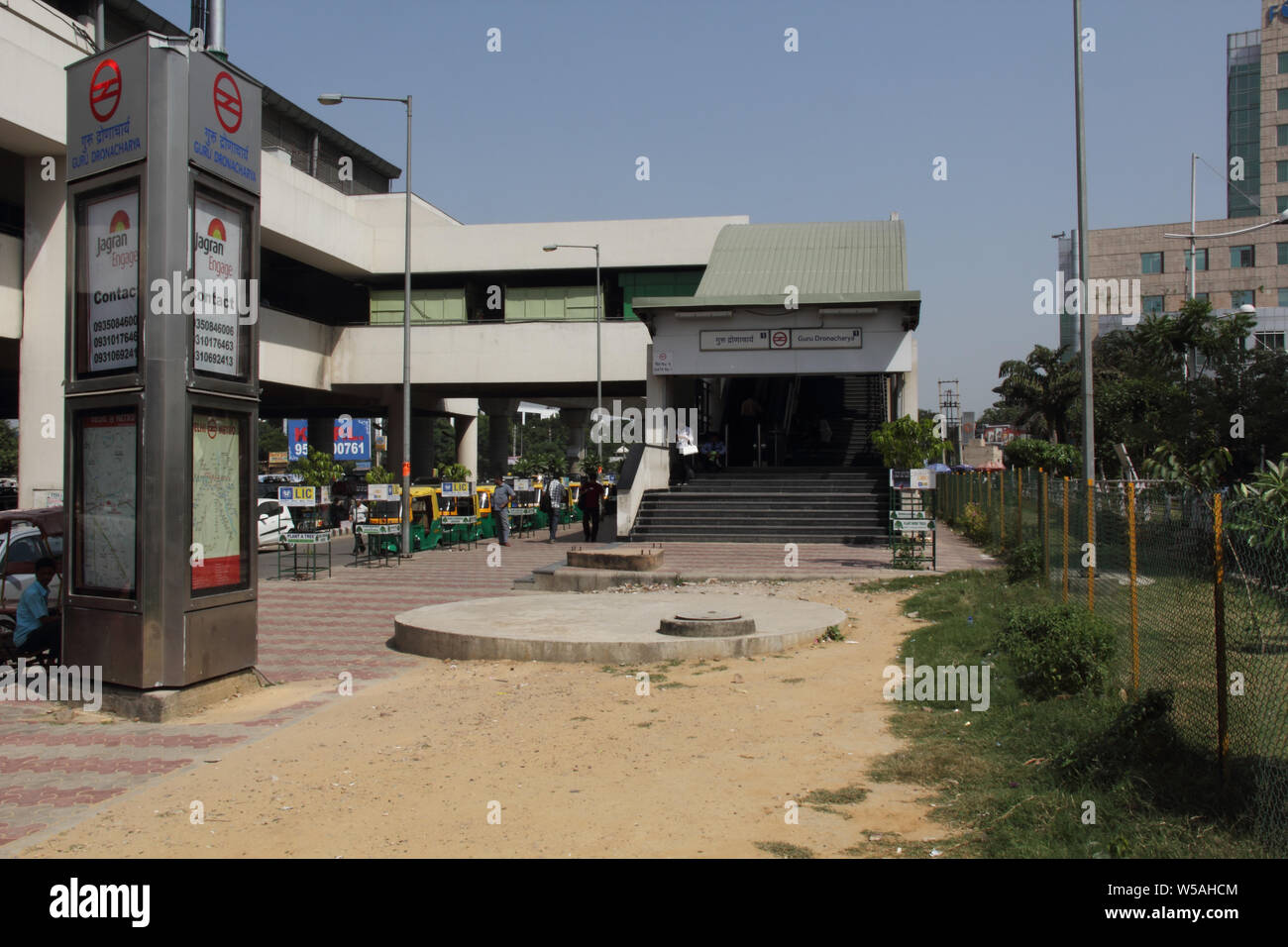 Entrance of a metro station, Gurgaon, Haryana, India Stock Photo