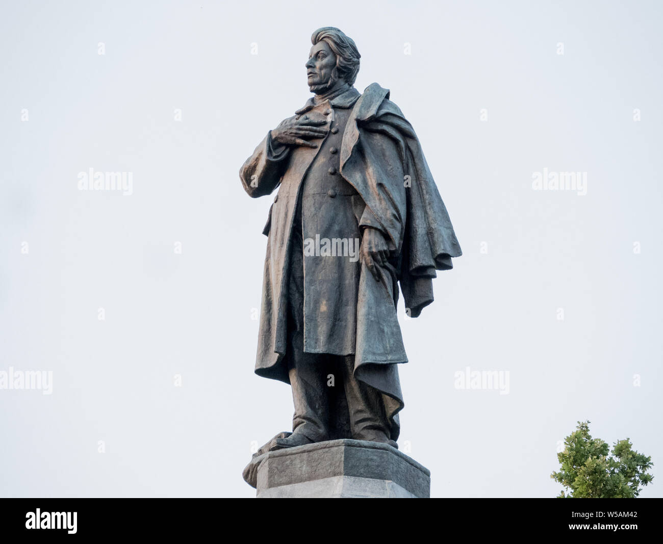 Monument to Adam Mickiewicz (by Cyprian Godebski), Polish national. poet, Krakowskie Przedmiescie, Warsaw, Poland Stock Photo