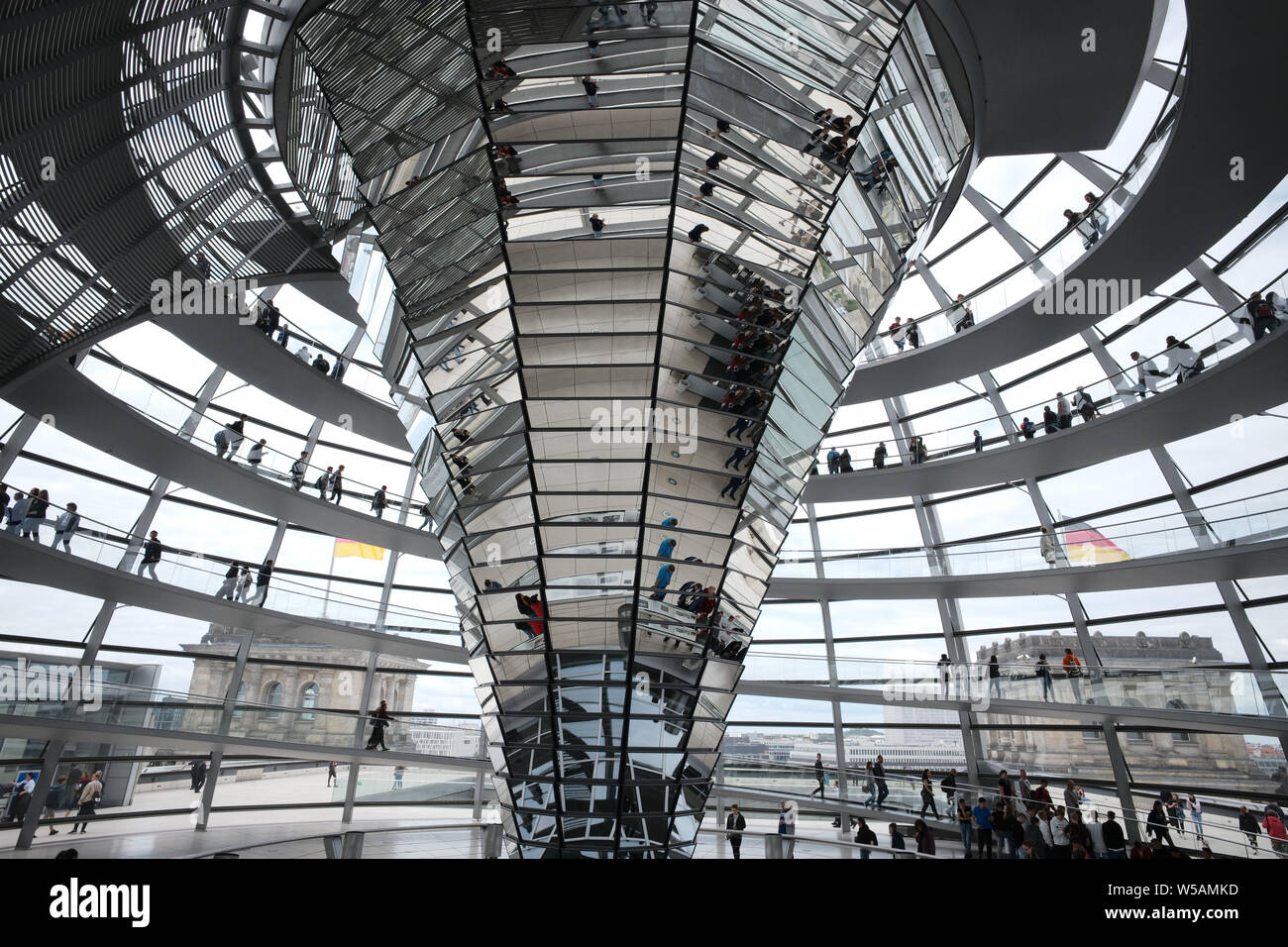 The Reichstag glass dome built on top of the Reichstag in Berlin designed by British Architect Norman Foster to symbolise the reunification of Germany Stock Photo