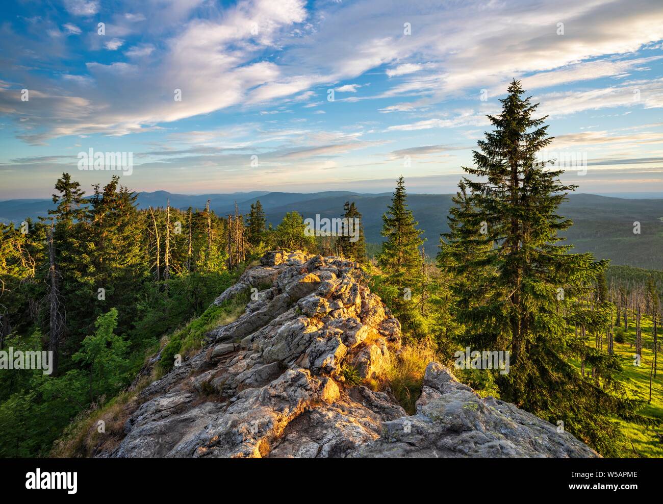 View from the summit of the Grosser Rachel, Bavarian Forest National Park, Bavaria, Germany Stock Photo