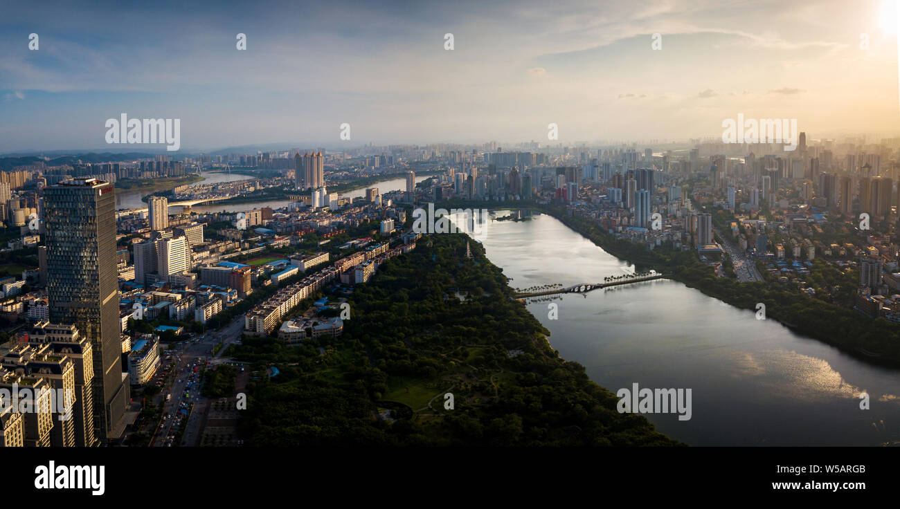 Aerial skyline of Nanning, the capital city of Guangxi province in China Stock Photo