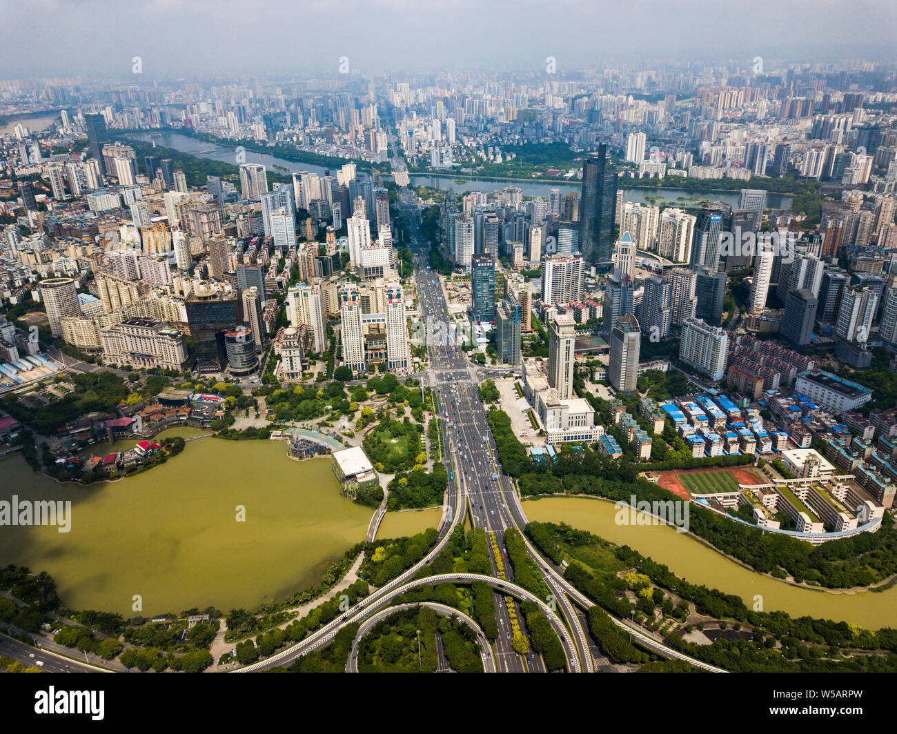 Aerial skyline of Nanning, the capital city of Guangxi province in China Stock Photo