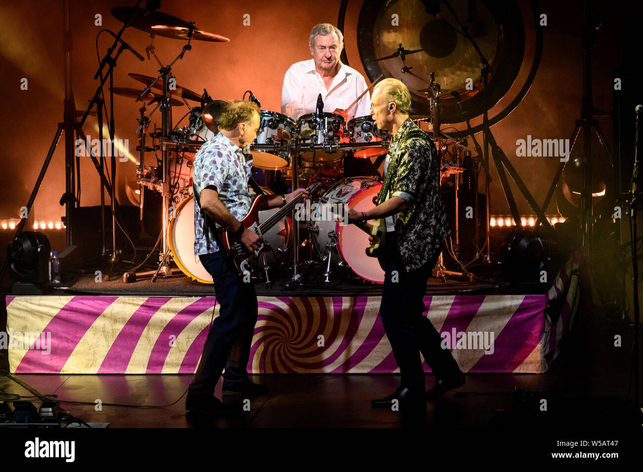 Guy Pratt, Nick Mason former drummer with 'Pink Floyd' and Gary Kemp former guitarist with 'Spandau Ballet' perform with Nick Mason’s Saucerful of Secrets Psychedelic Rock band a sold out show in Toronto. Stock Photo