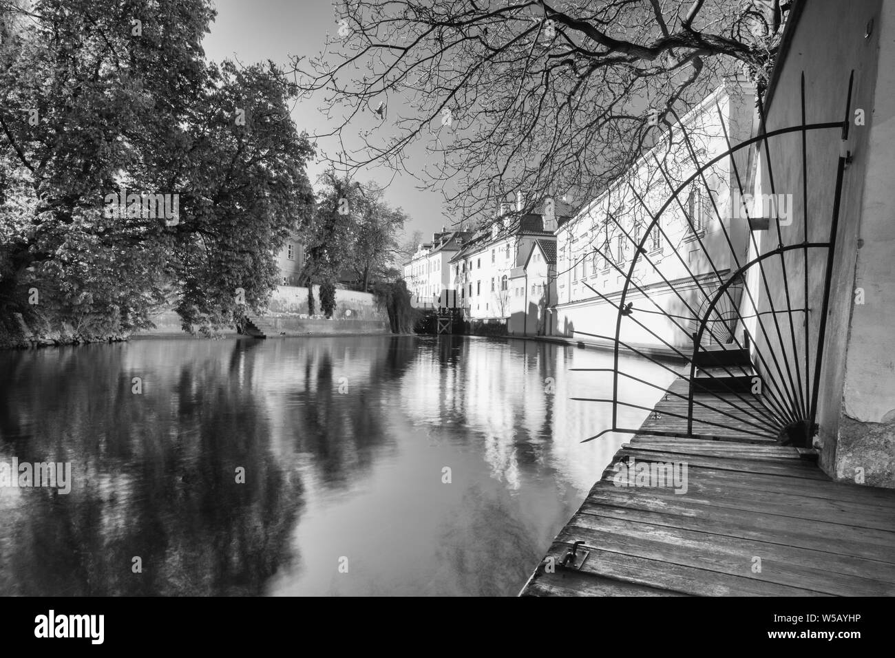 The Devils Canal, sometimes also called Little Prague Venice is a canal in Prague, the Czech Republic. It is situated in the Lesser Quarter.  The cana Stock Photo