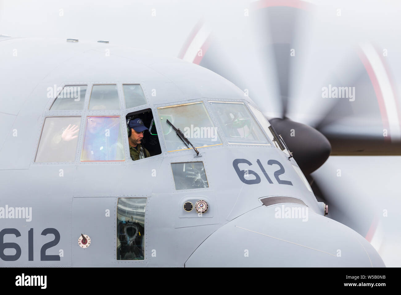 Royal Canadian Air Force C-130 Hercules captured at the 2019 Royal International Air Tattoo at RAF Fairford. Stock Photo