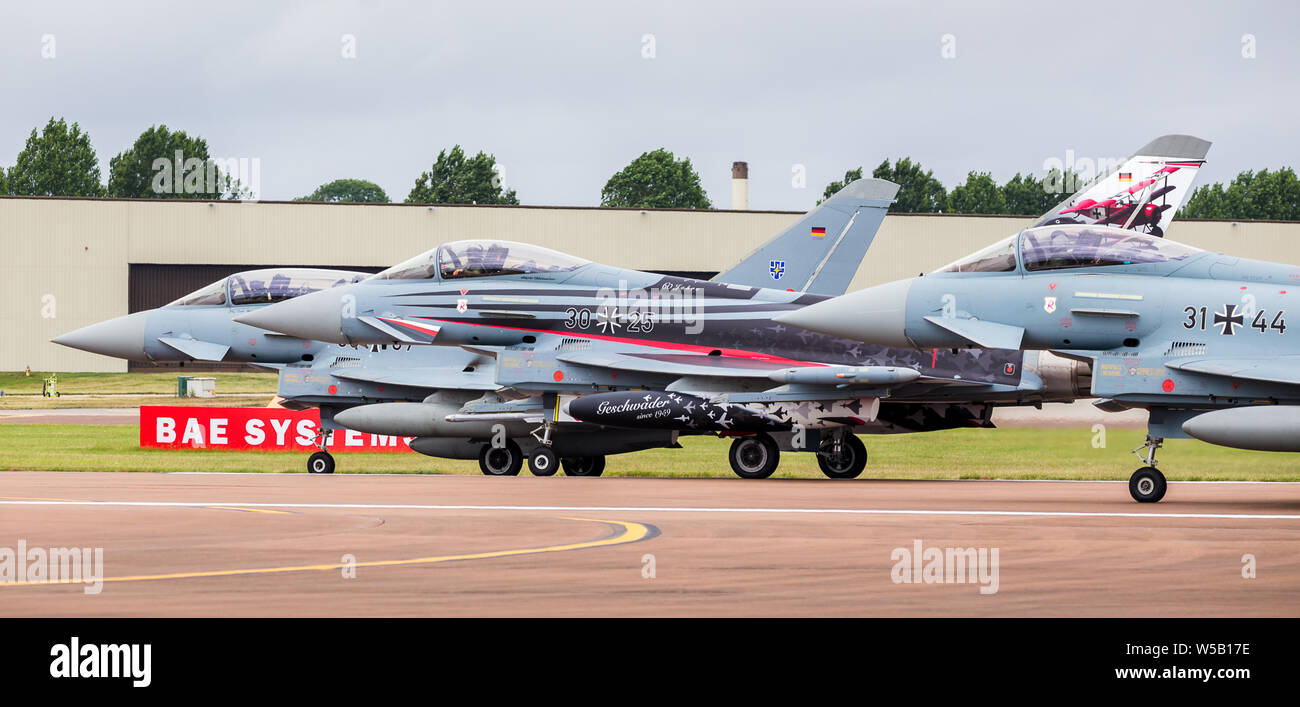German Air Force EF2000 Typhoon captured at the 2019 Royal International Air Tattoo at RAF Fairford. Stock Photo