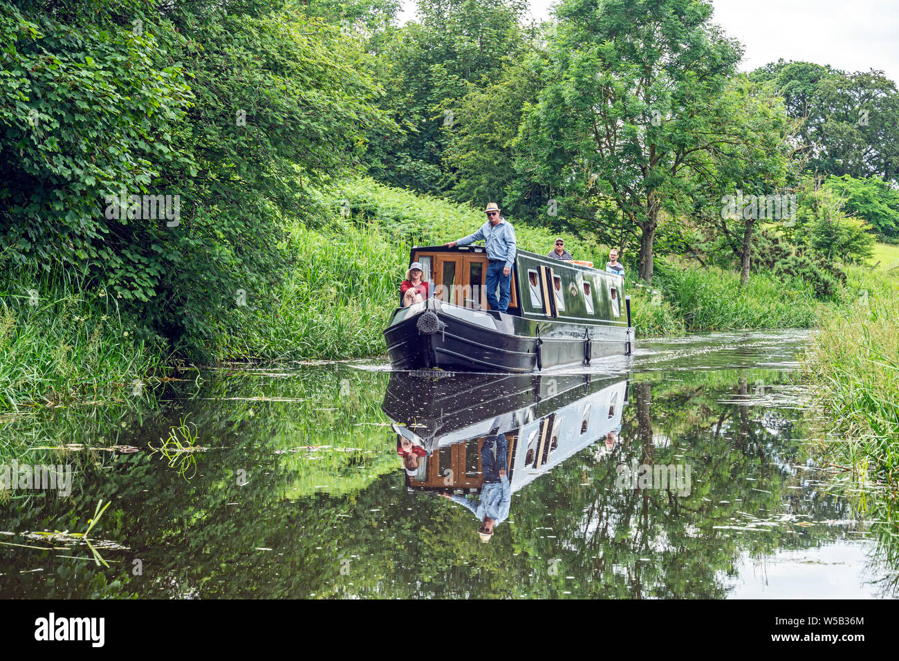 Canal boat onThe Union Canal west of Linlithgow West Lothian Scotland UK Stock Photo