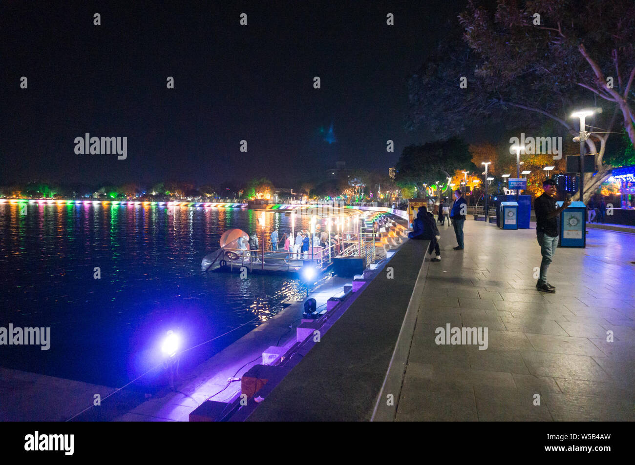 Ahmedabad, Gujarat, India circa 2018 People sitting on the circular