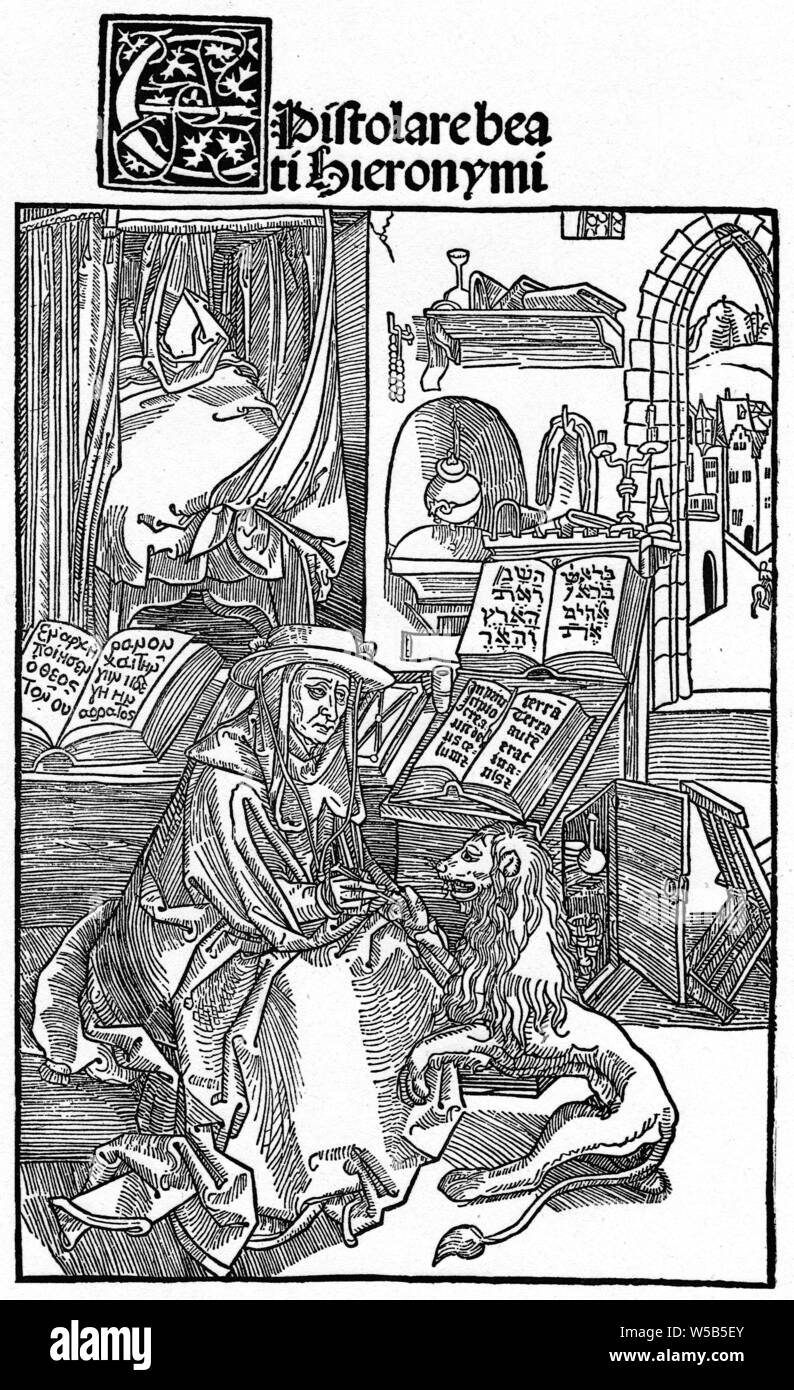 Albrecht Durer, Hieronymos, Jerome in his study, Hieronymus in der Studierstube, Duerer 15th century Stock Photo