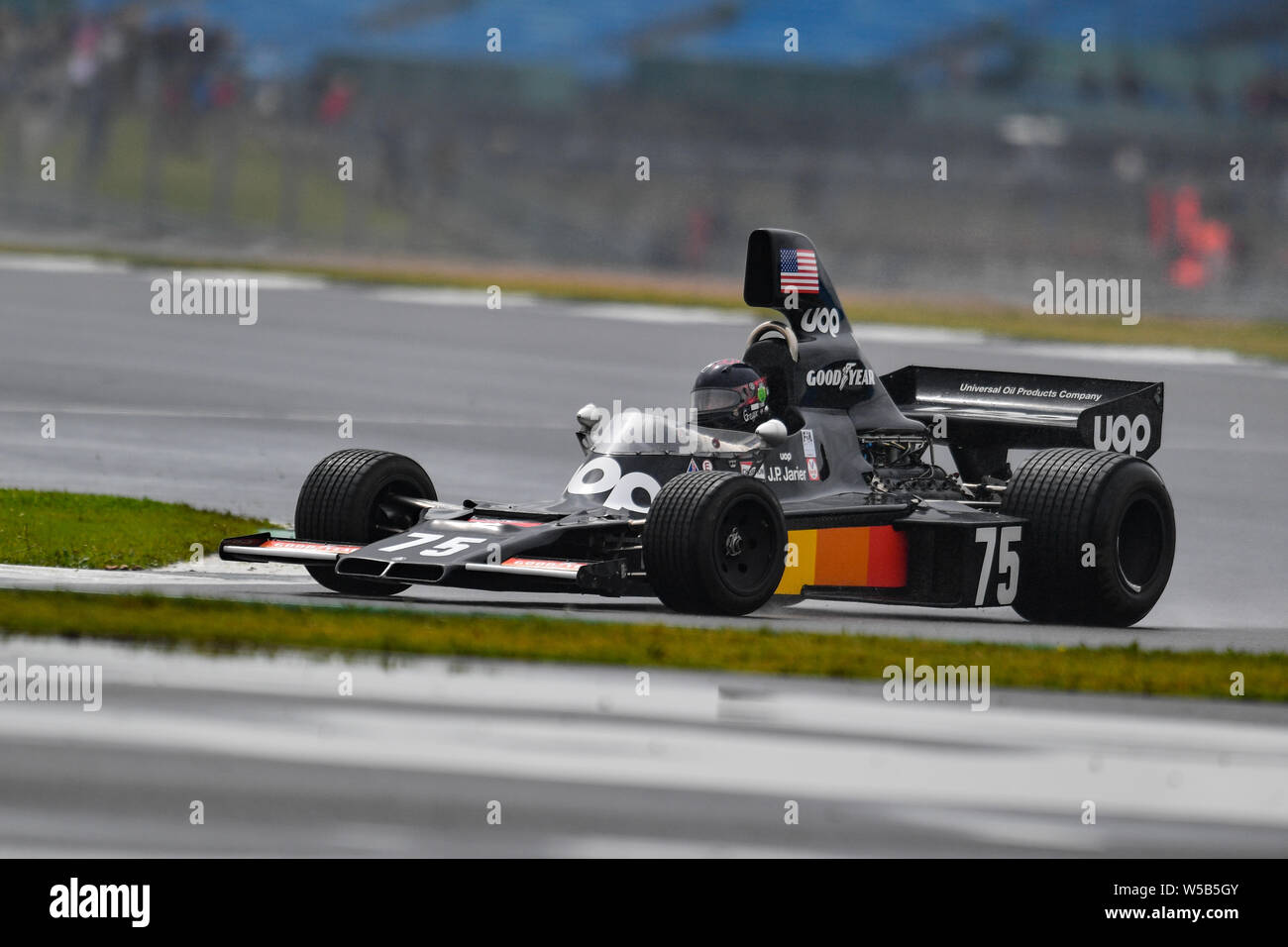 TOWCESTER, United Kingdom. 27th July, 2019. Gregor Fisken (Shadow DN5) during Sir Jackie Stewart Trophy for FIA Masters Historic Formula One of Day Two of Silverstone Classic Moto Racing at Silverstone Circuit on Saturday, July 27, 2019 in TOWCESTER, ENGLAND. Credit: Taka G Wu/Alamy Live News Stock Photo