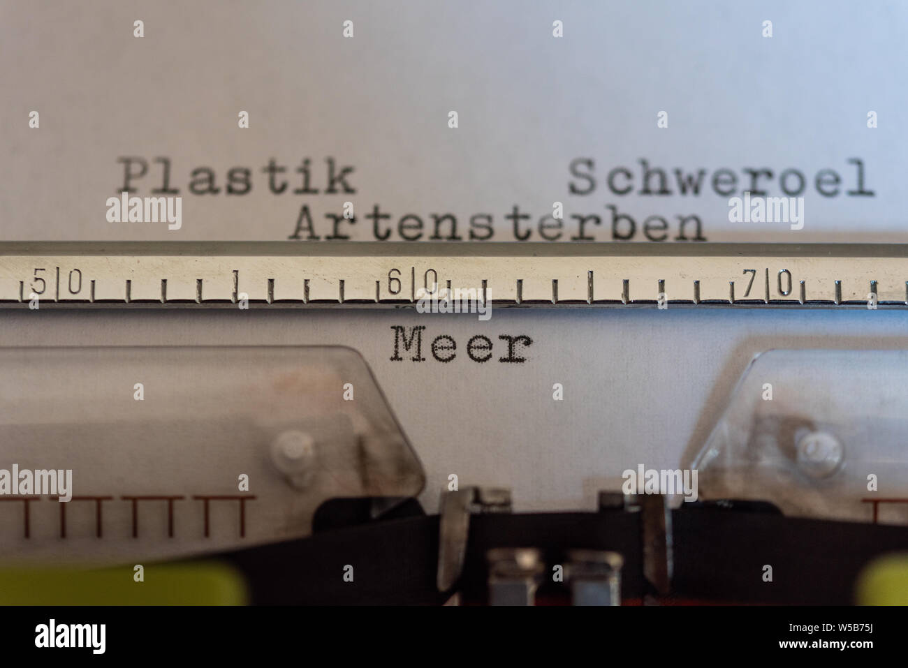 Typewriter With A Leaf And The Words Plastik Schweroel