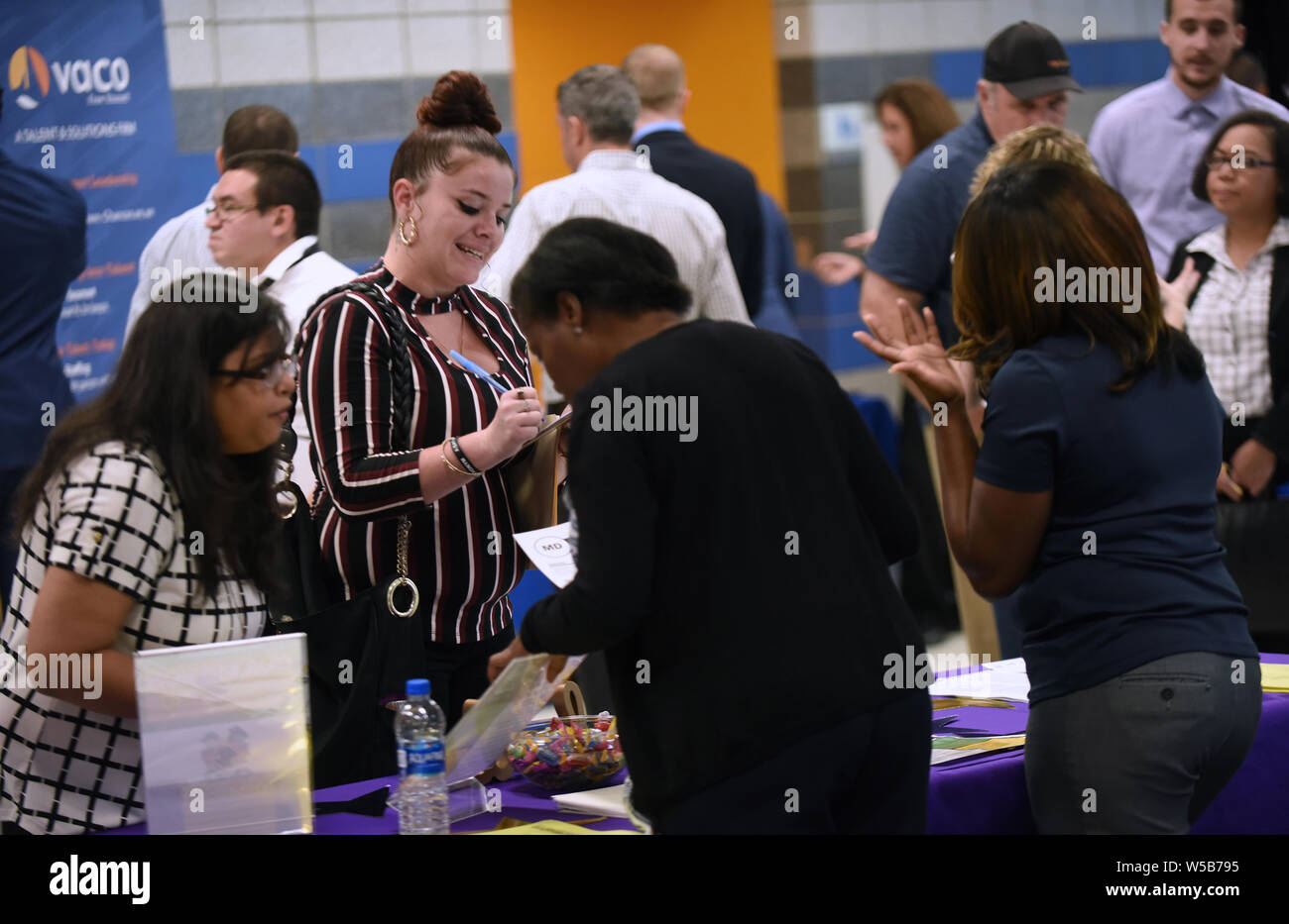 Orlando, United States. 26th July, 2019. Orlando, Florida, USA. 26th July, 2019.  People seeking employment and those looking for a better job attend the OrlandoJobs.com Job Fair at the Amway Center on July 26, 2016 in OrIando, Florida. Credit: Paul Hennessy/Alamy Live News Stock Photo