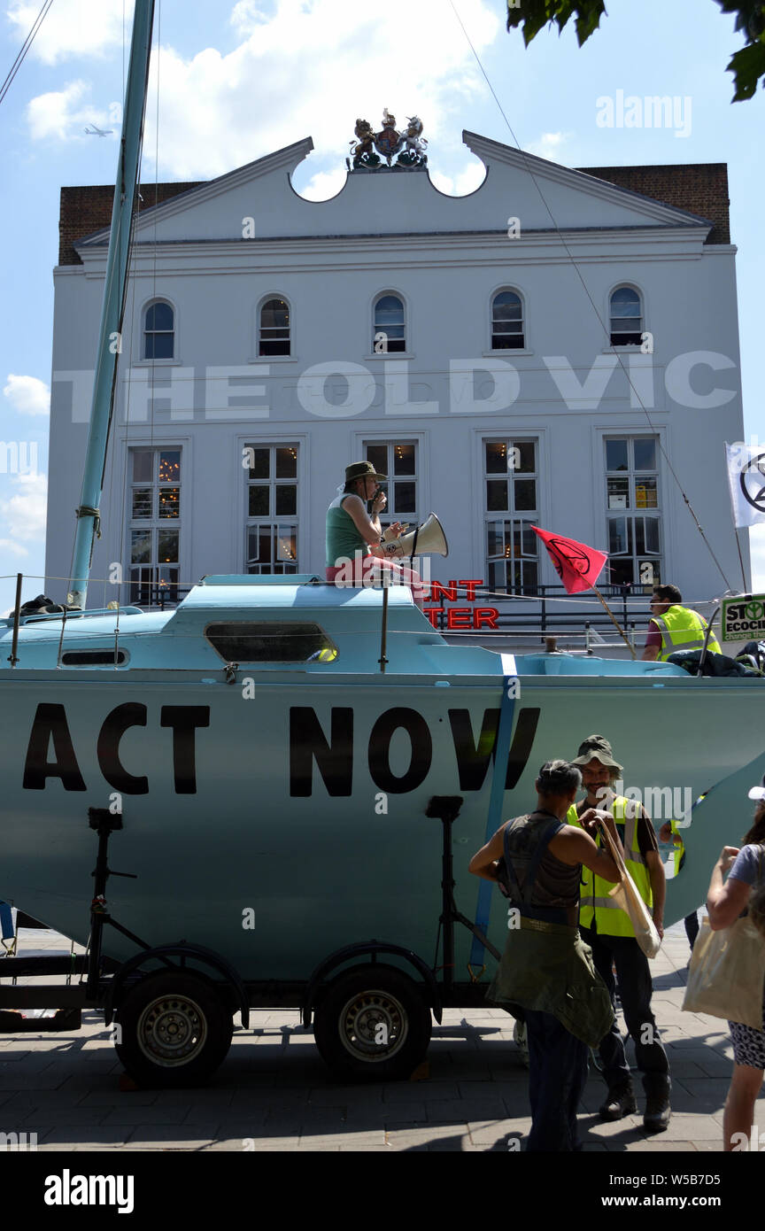 Extinction Rebellion climate change activists outside old vic theatre Stock Photo
