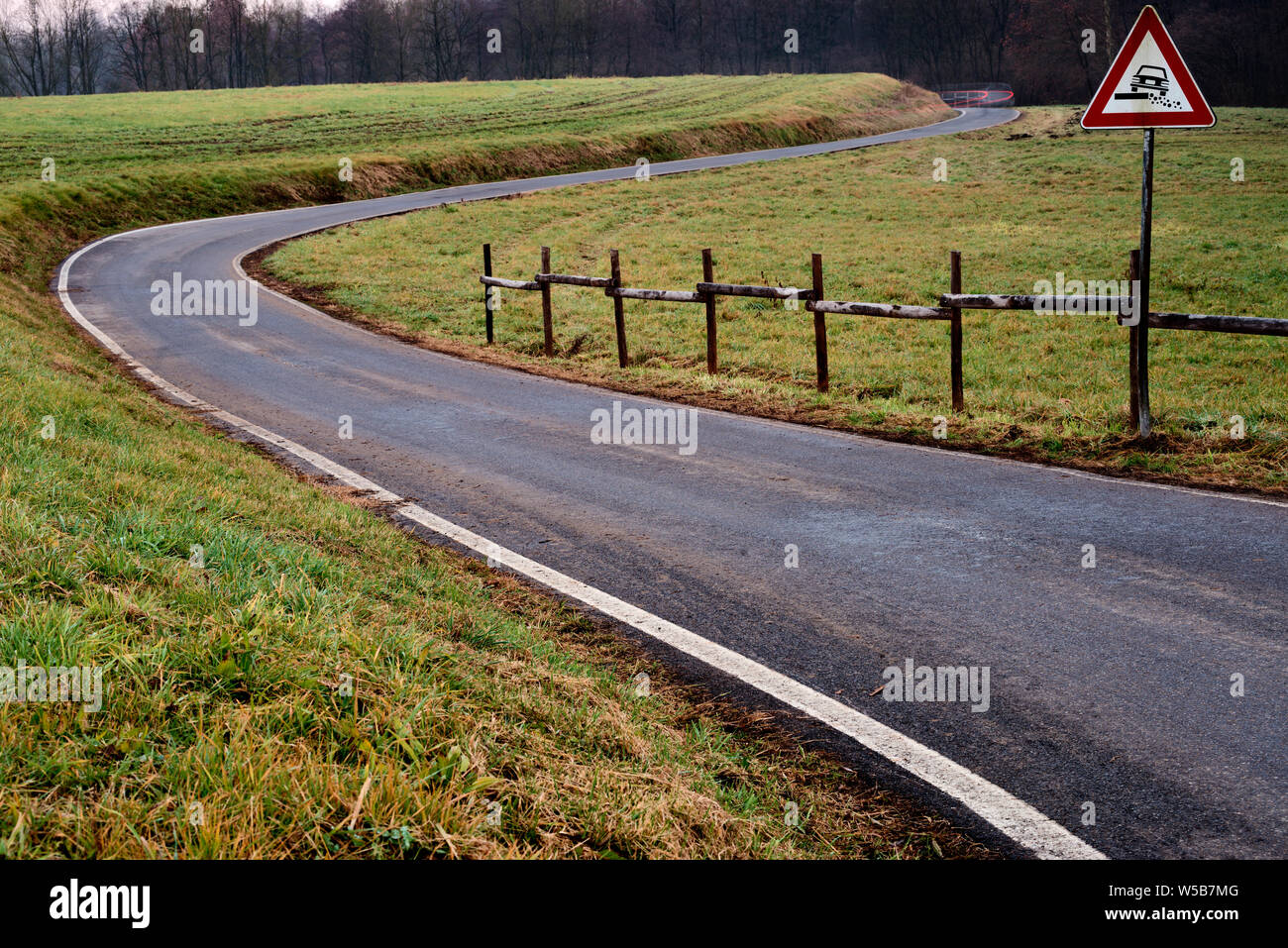 Road with dangerous curves Stock Photo
