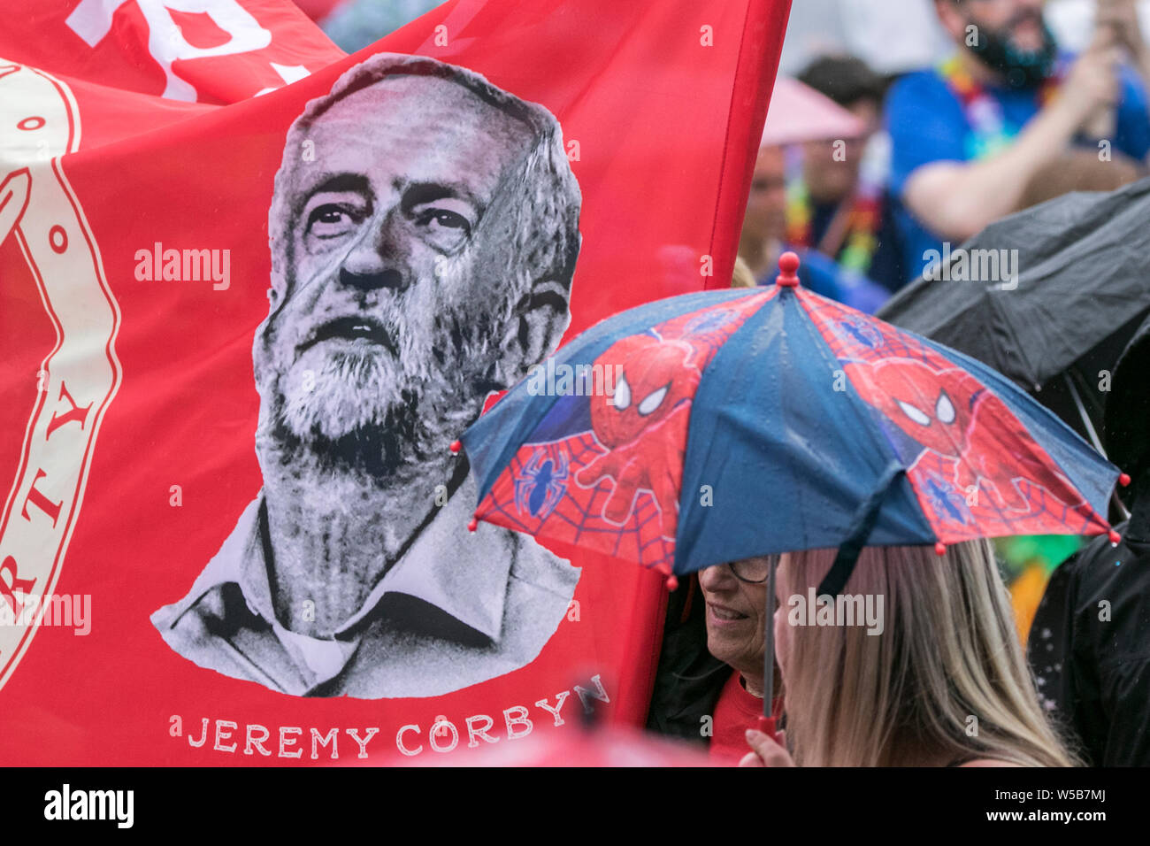 The Labour party uk political placard demonstration banner sign Liverpool Merseyside Stock Photo