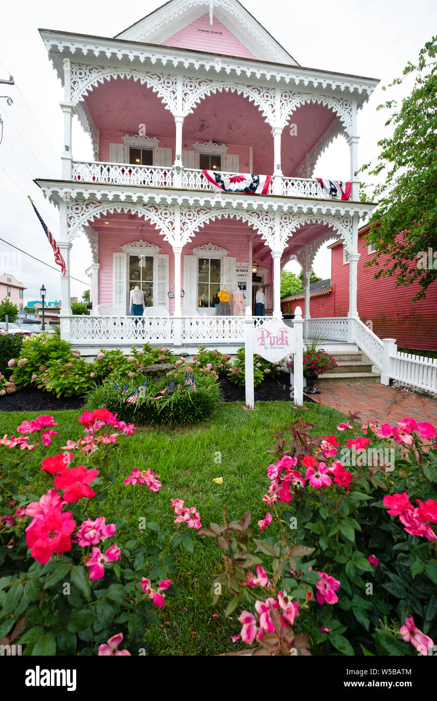Victorian themed shops in the quaint Washington Street Mall in the