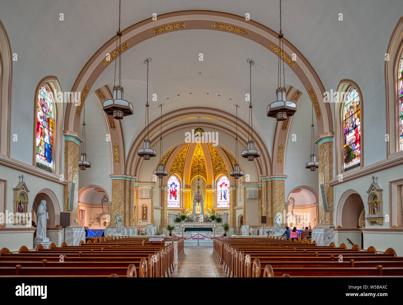 The sanctuary of Our Lady Star of the Sea Catholic Church in Cape May, New Jersey USA Stock Photo