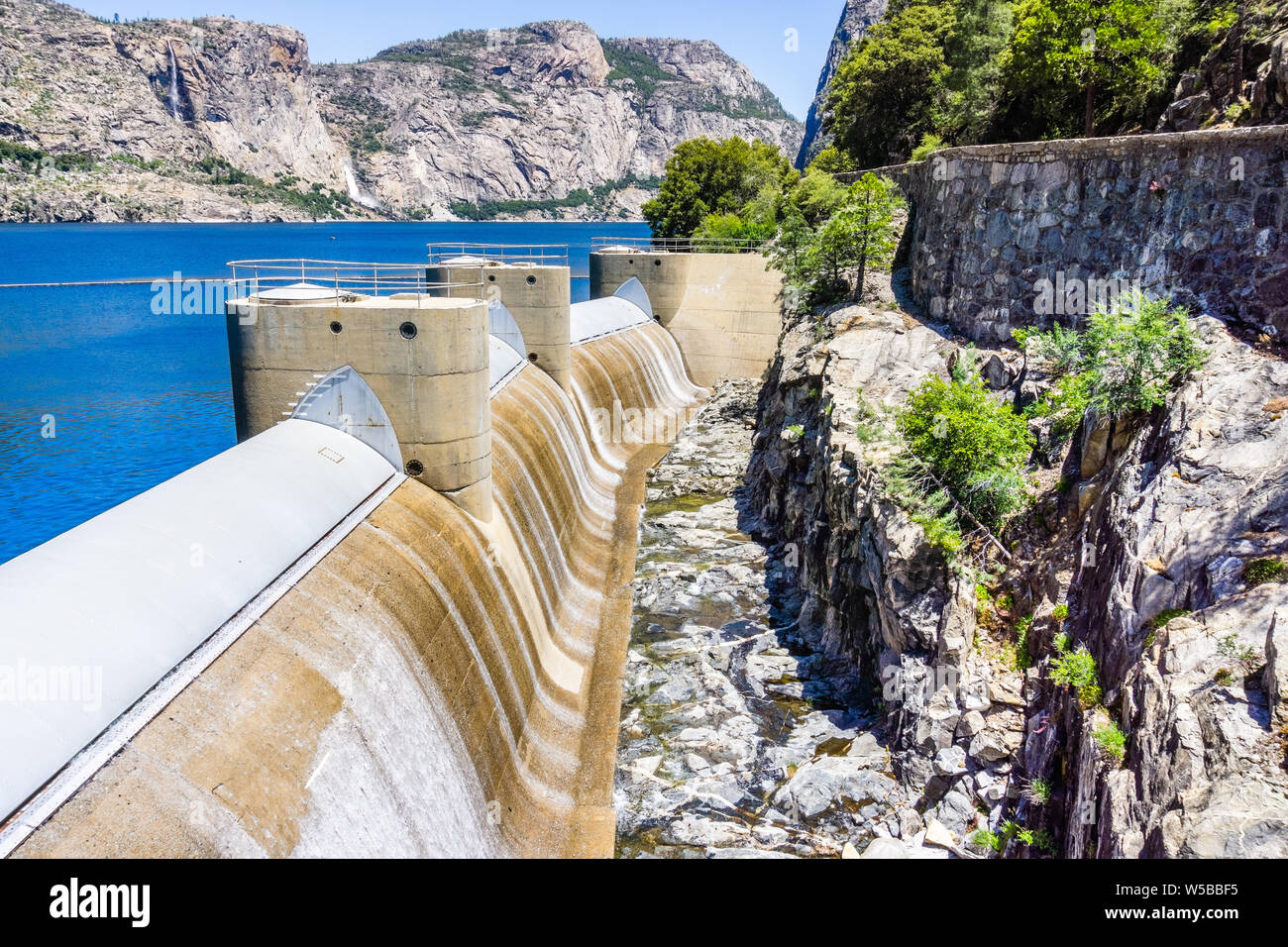 Water flowing through the O'Shaughnessy Dam spillway due to high water