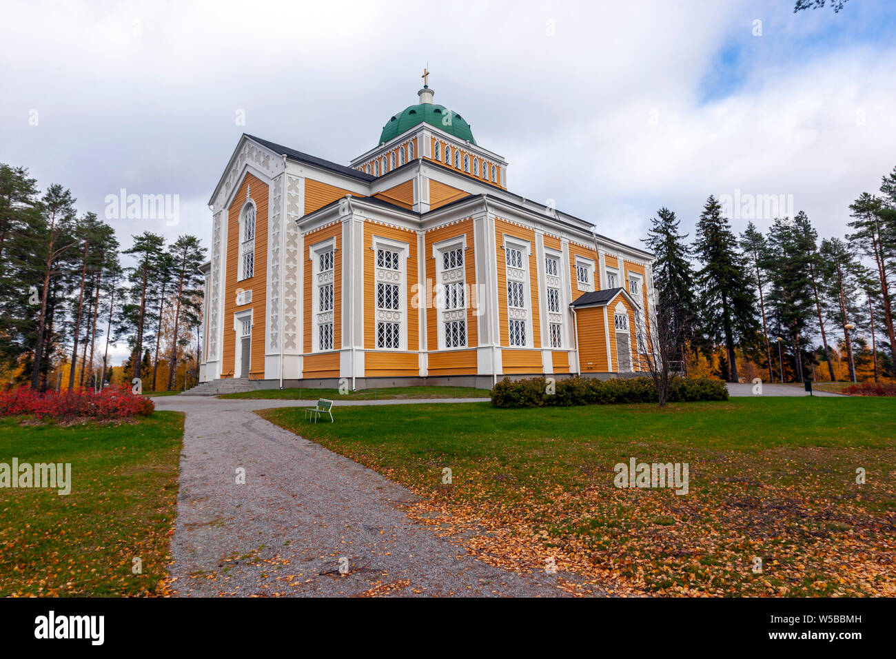 Kerimäki Church and separate belltower , Designed by Anders Fredrik Granstedt , Kerimäki, Finland Stock Photo