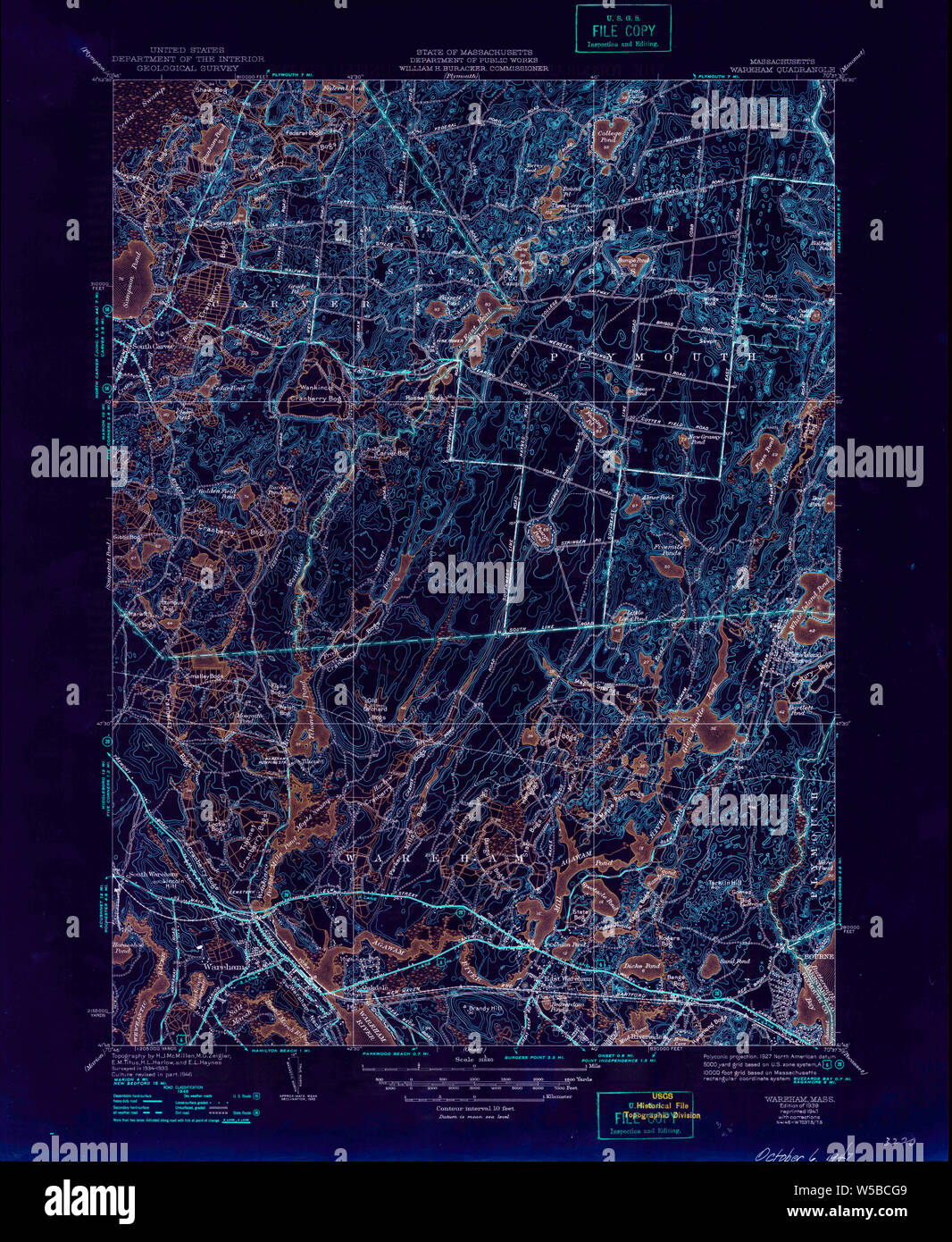 Massachusetts USGS Historical Topo Map MA Wareham 352312 1939 31680