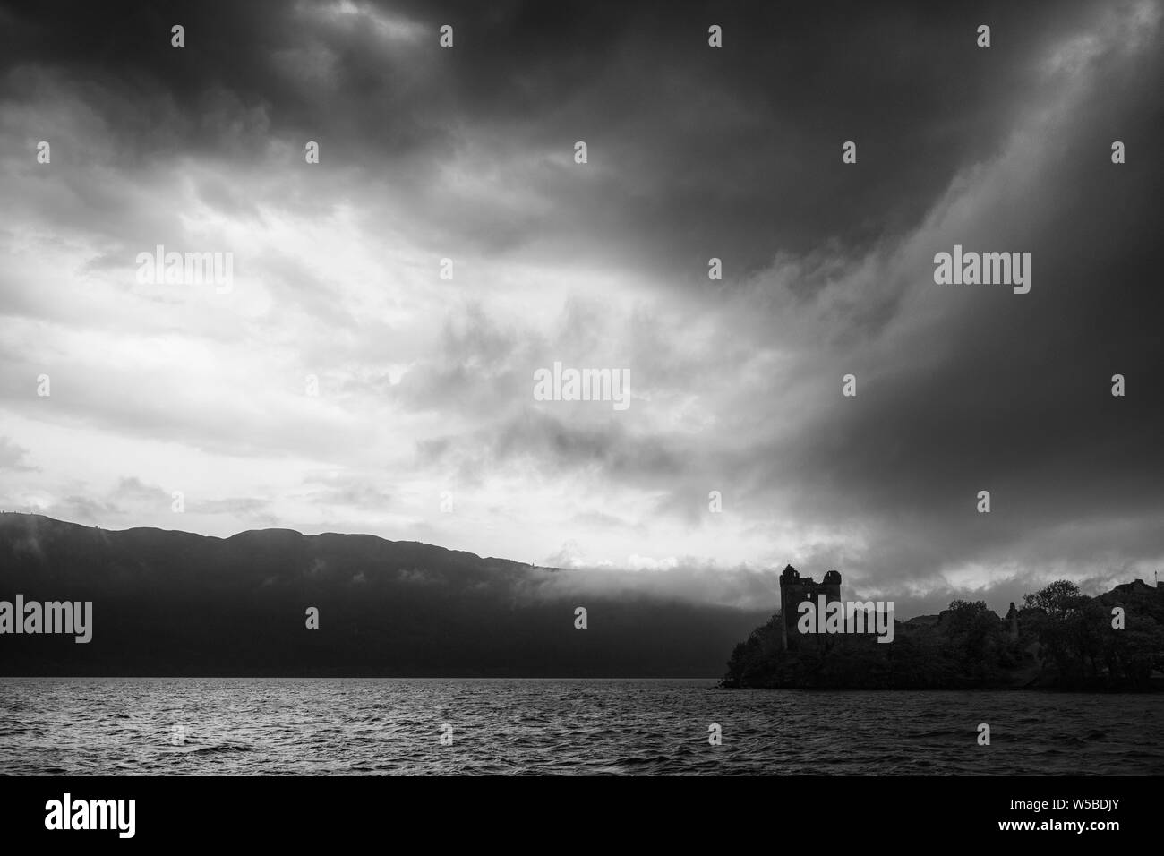 Urquhart Castle beside Loch Ness in the Highlands of Scotland Stock
