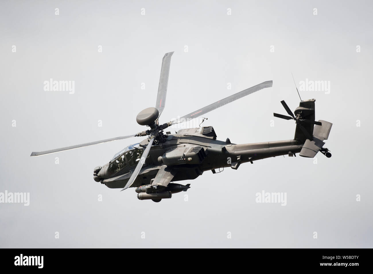 Augusta Westland Apache AH helicopter giving a fantastic display at the 2019 RIAT air show, Fairford, Gloucestershire,uk Stock Photo
