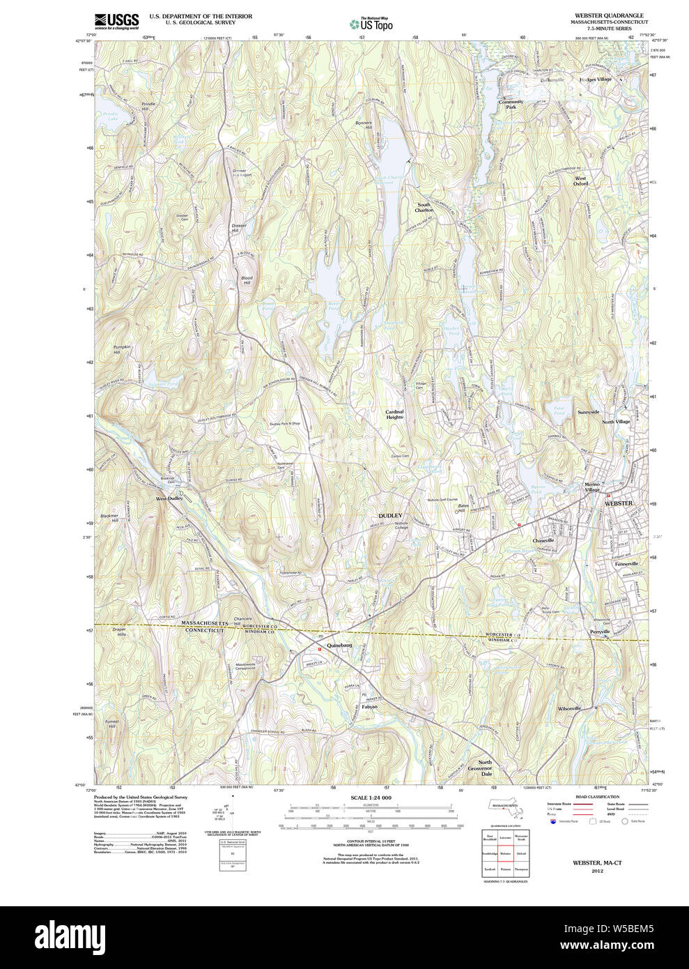 Massachusetts USGS Historical Topo Map MA Webster 20120606 TM