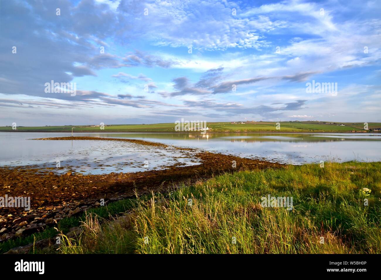 The spit navigation light at The Ruff, St. Margaret’s Hope Stock Photo ...