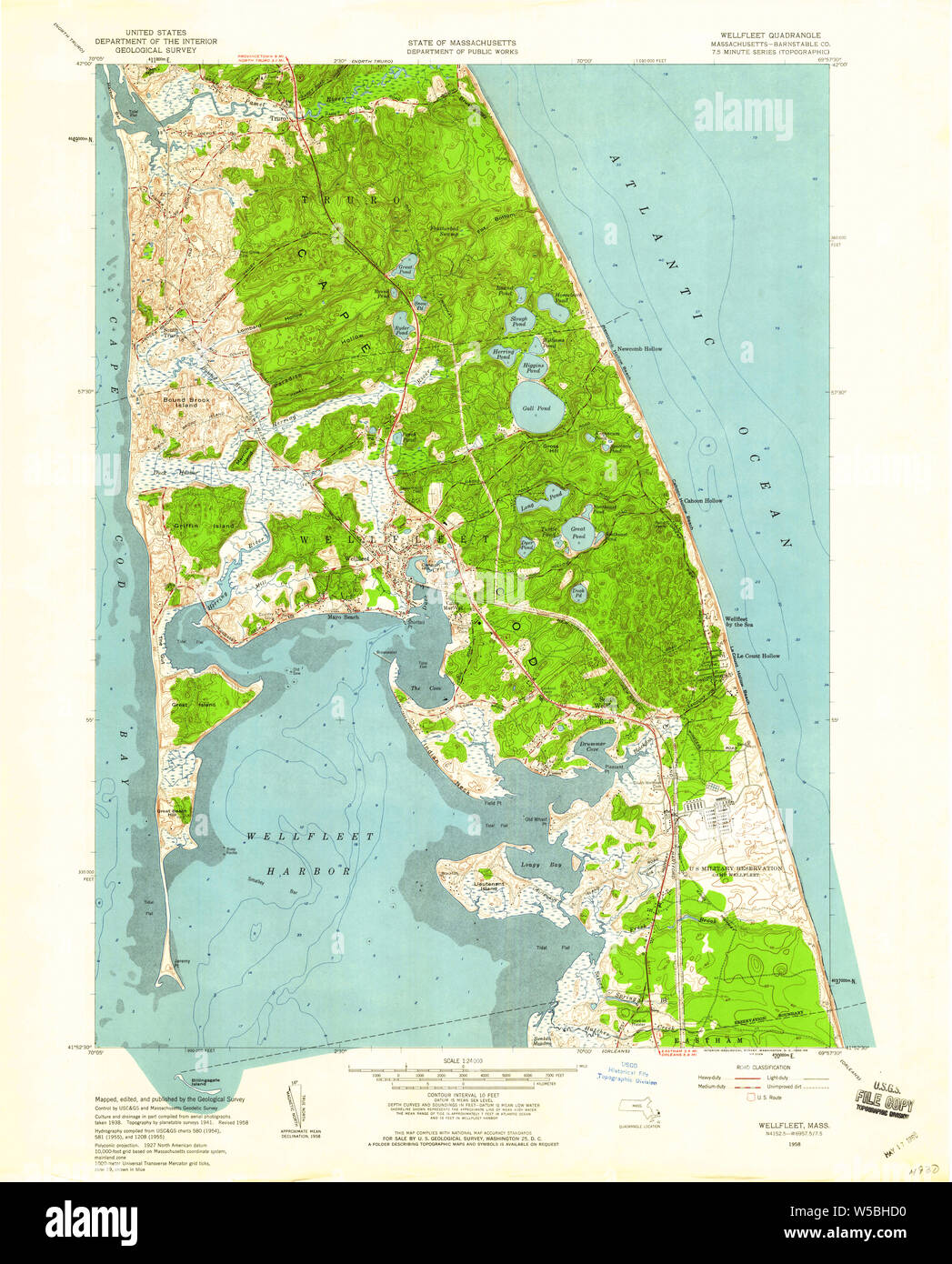 Massachusetts USGS Historical Topo Map MA Wellfleet 350694 1958 24000