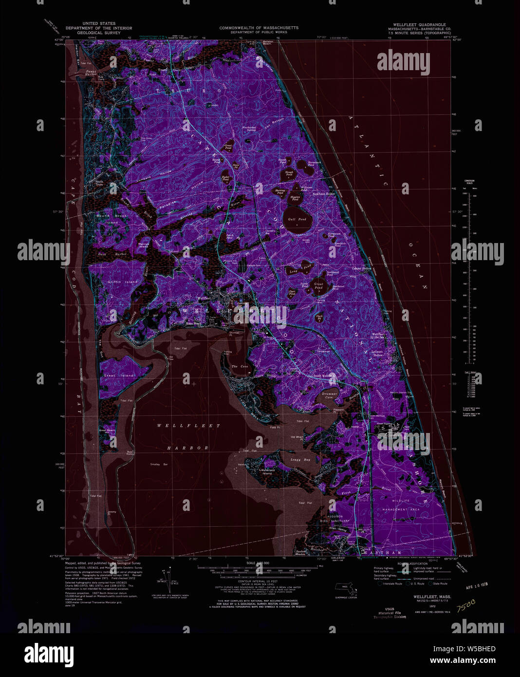 Massachusetts USGS Historical Topo Map MA Wellfleet 351401 1972 25000