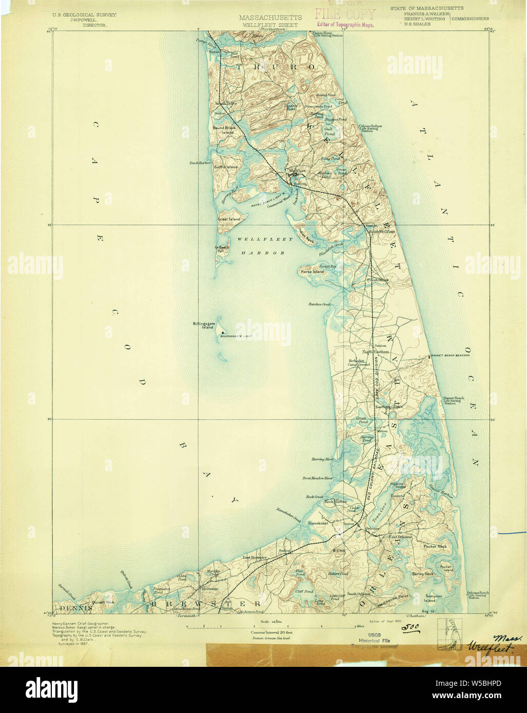 Map Of Wellfleet Ma Massachusetts Usgs Historical Topo Map Ma Wellfleet 353100 1893 62500  Restoration Stock Photo - Alamy