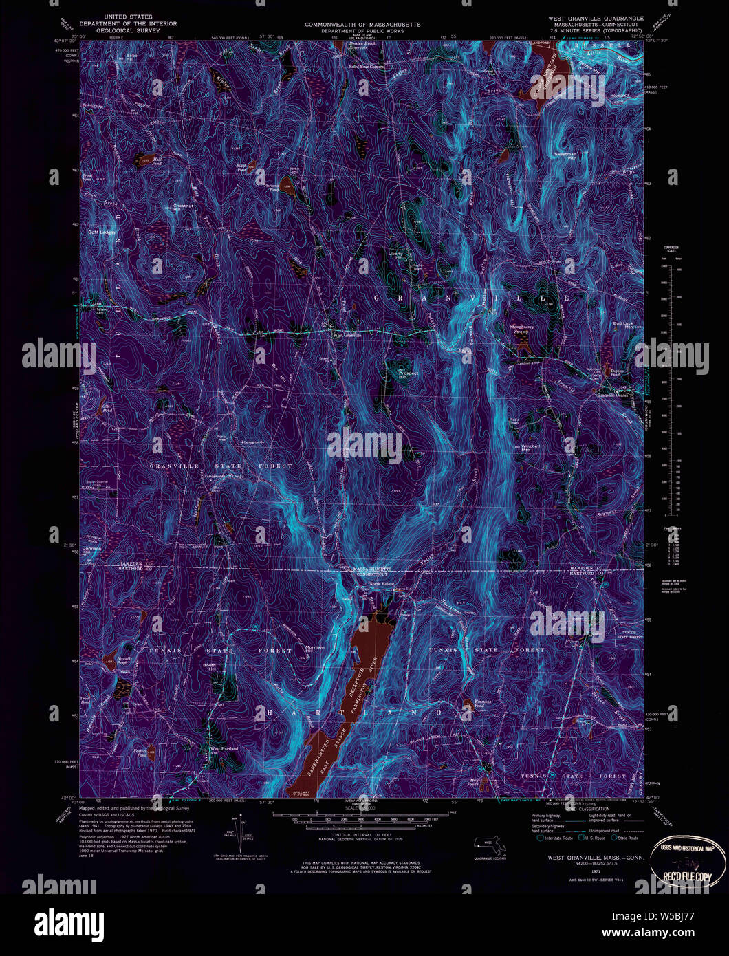 Massachusetts USGS Historical Topo Map MA West Granville 350702 1971