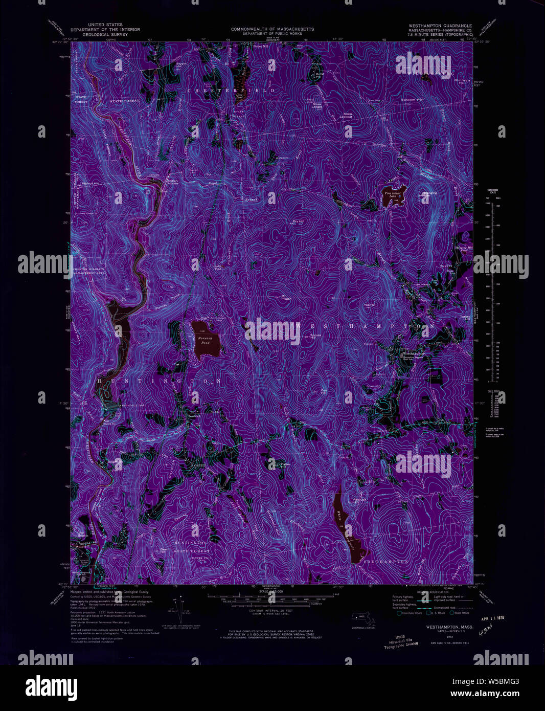 Massachusetts USGS Historical Topo Map MA Westhampton 351408 1972 25000