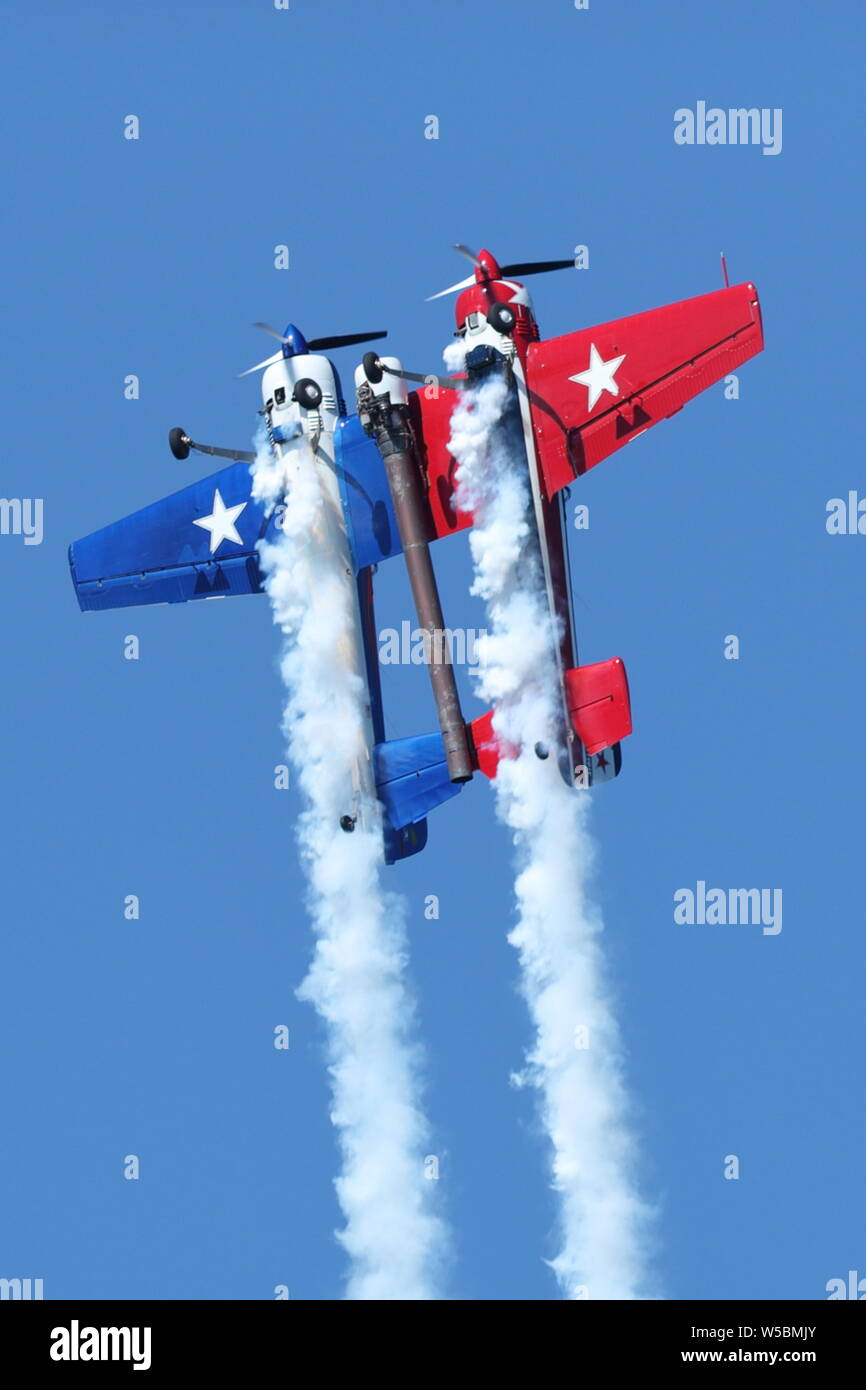 Yak 110 aircraft flying in the Great Pacific Airshow in Huntington Beach, California on October 19, 2018 Stock Photo