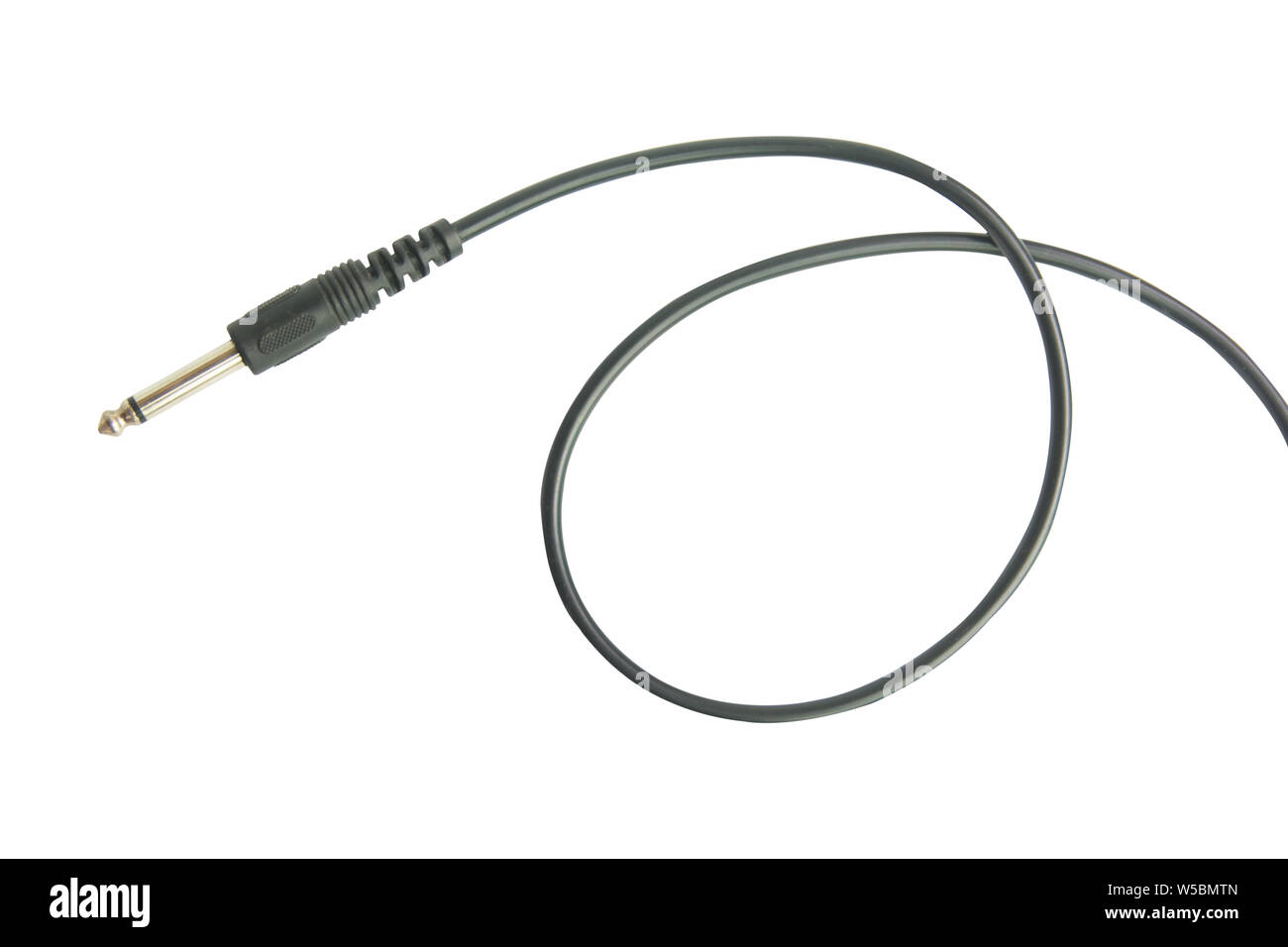 Guitar audio jack with black cable isolated on white background with clipping path Stock Photo