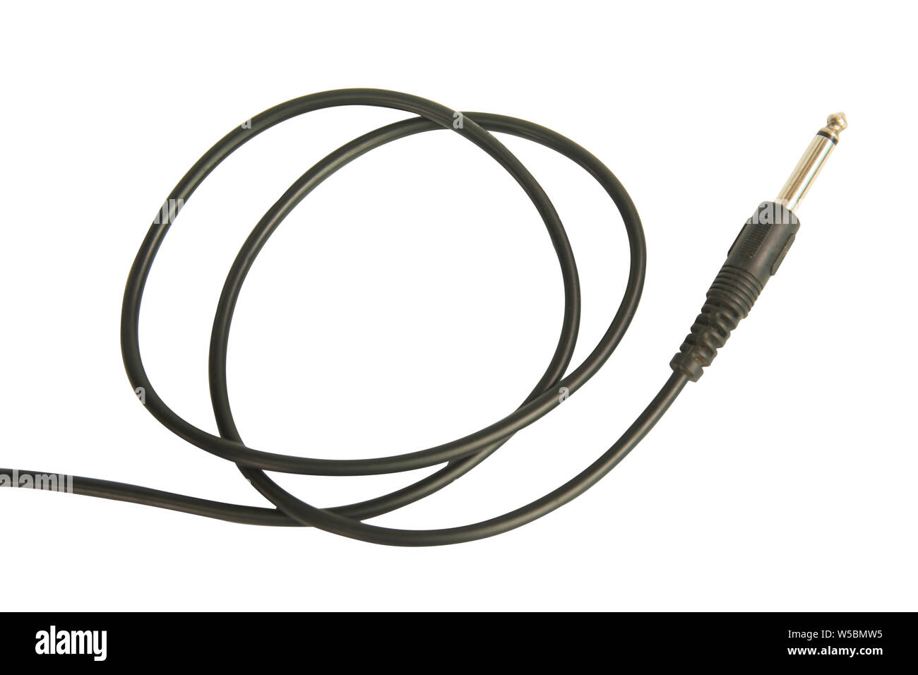 Guitar audio jack with black cable isolated on white background with clipping path Stock Photo