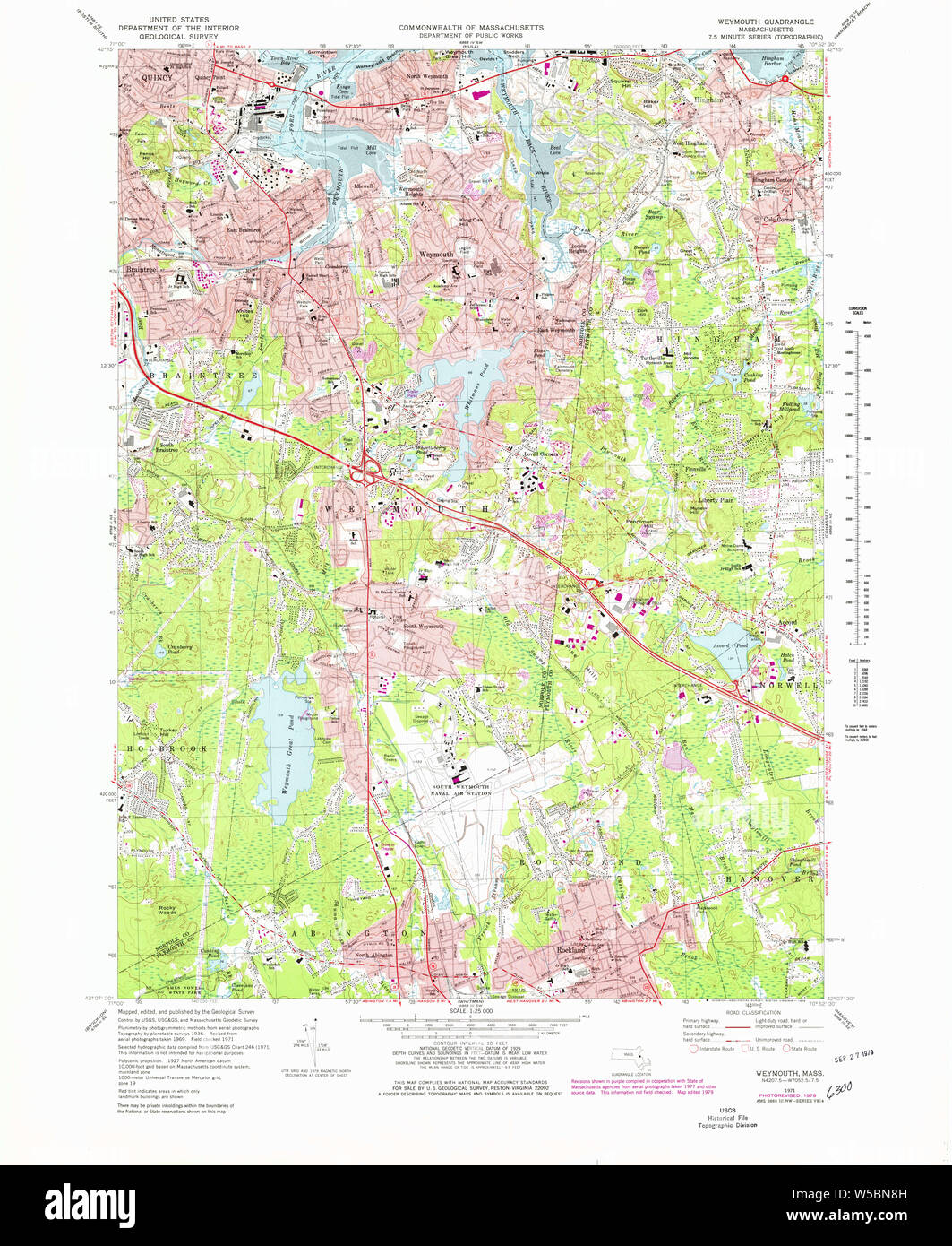 Massachusetts USGS Historical Topo Map MA Weymouth 351418 1971 25000