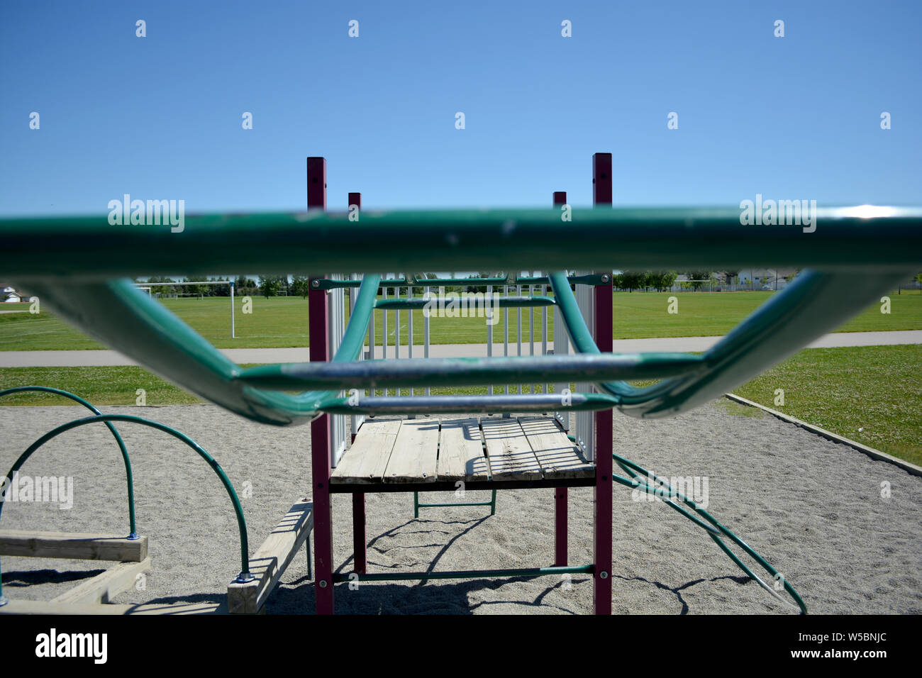 Colourful playground monkey bars in school yard Stock Photo Alamy