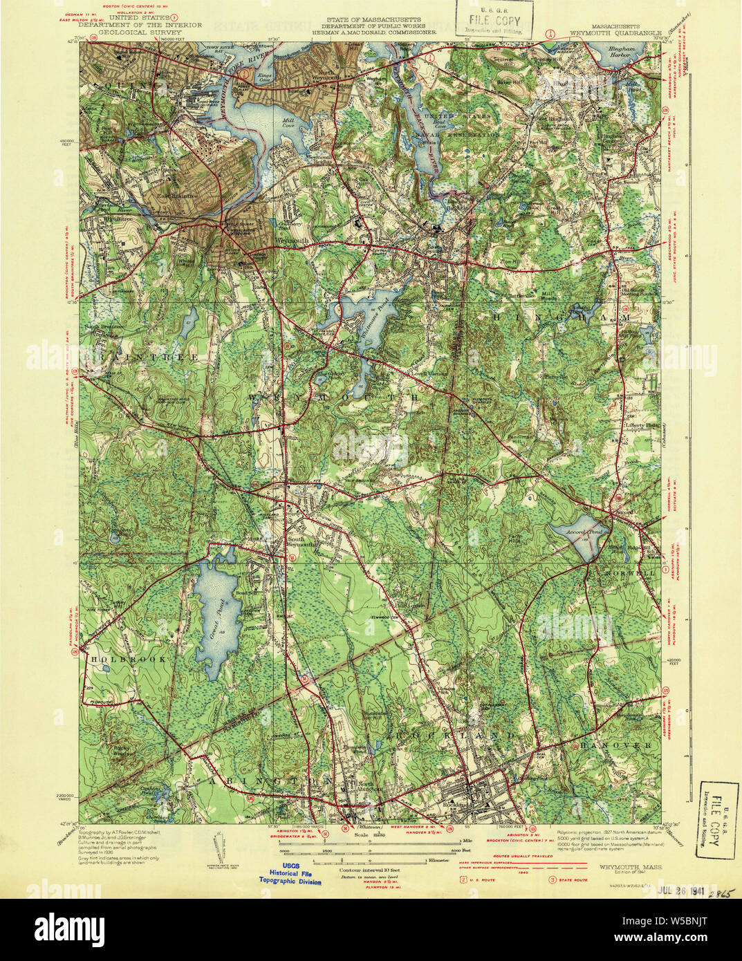 Massachusetts USGS Historical Topo Map MA Weymouth 352354 1941 31680