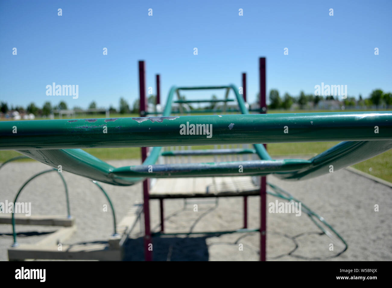 Colourful playground monkey bars in school yard Stock Photo Alamy
