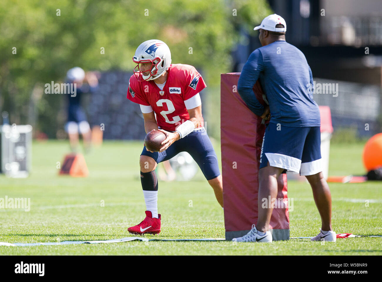 FOXBOROUGH, MA - JULY 28: Ross Douglas arrives during New England Patriots  training camp on July 28, 2022, at the Patriots Training Facility at  Gillette Stadium in Foxborough, Massachusetts. (Photo by Fred