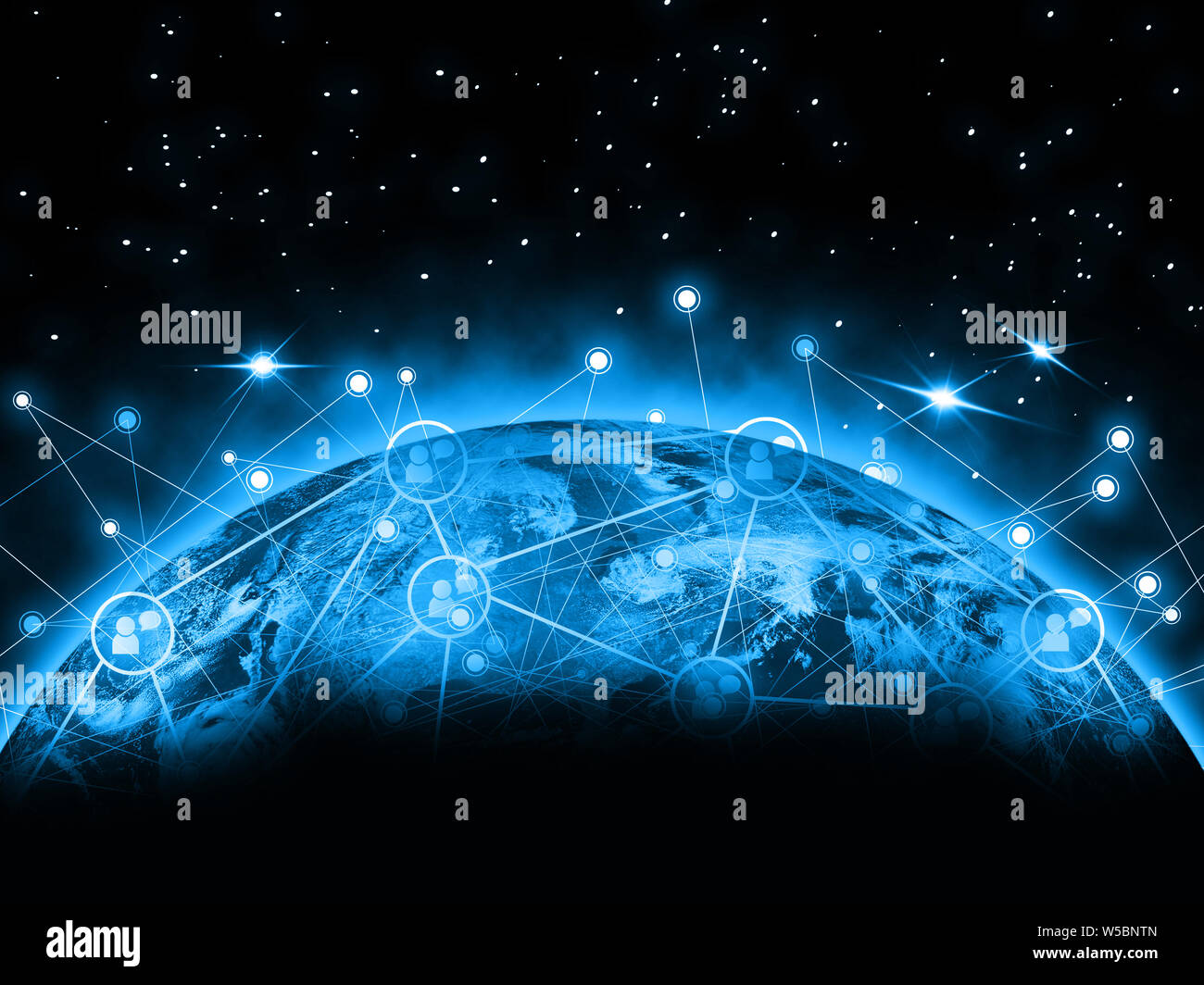 Global network and communication data exchanges over the planet Earth ...