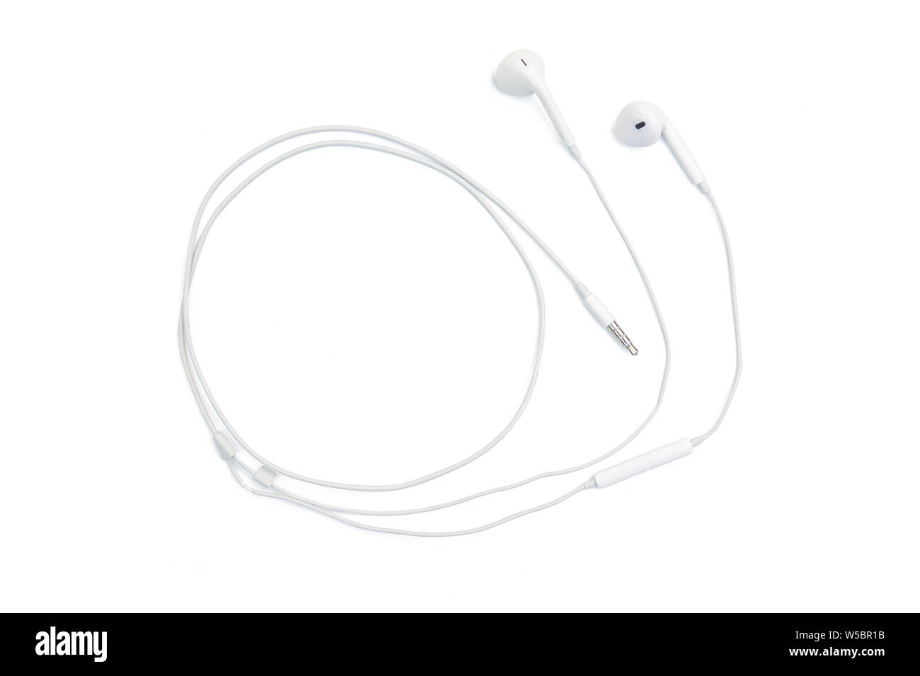 white earphones isolated on white background with clipping path Stock