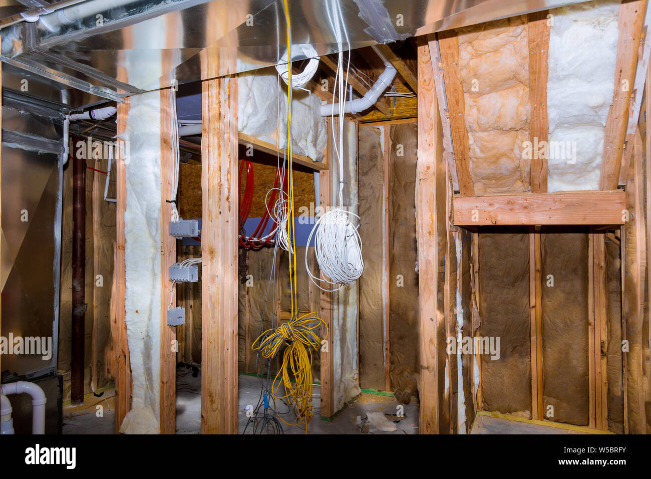 Electrical wiring installed in residential home contruction in the