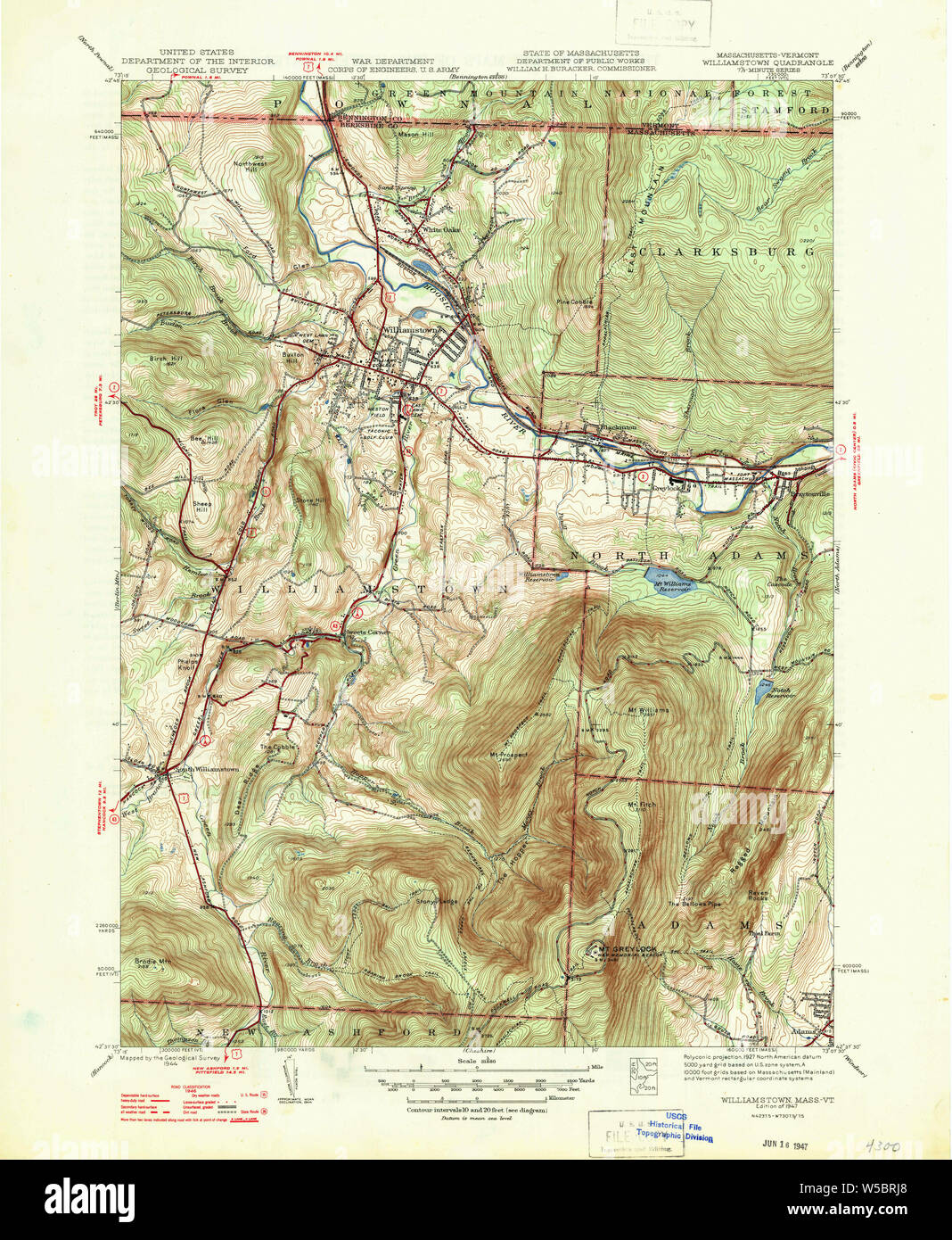 Massachusetts USGS Historical Topo Map MA Williamstown 352366 1947