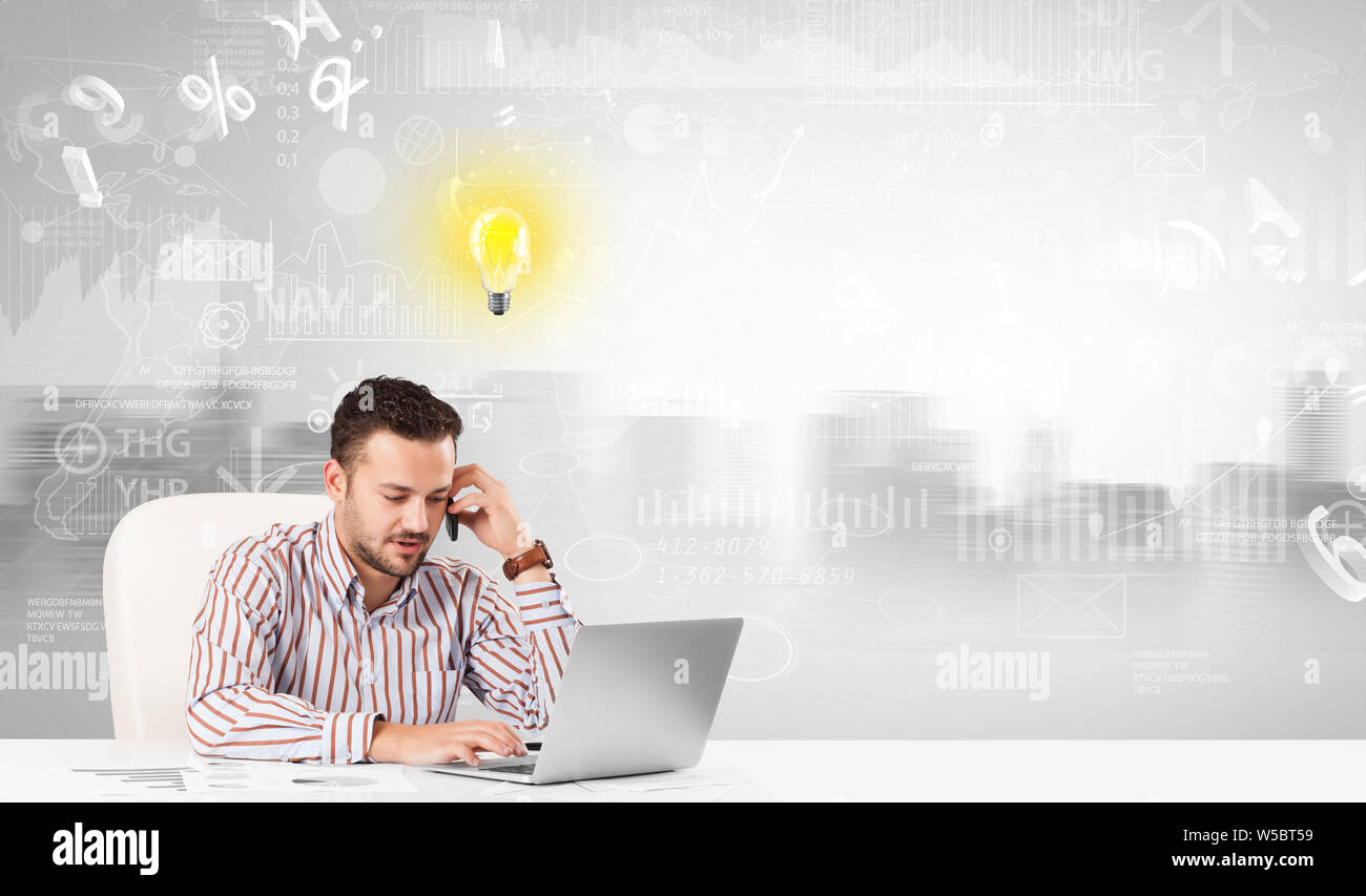 Front desk office with new idea and global database concept Stock Photo