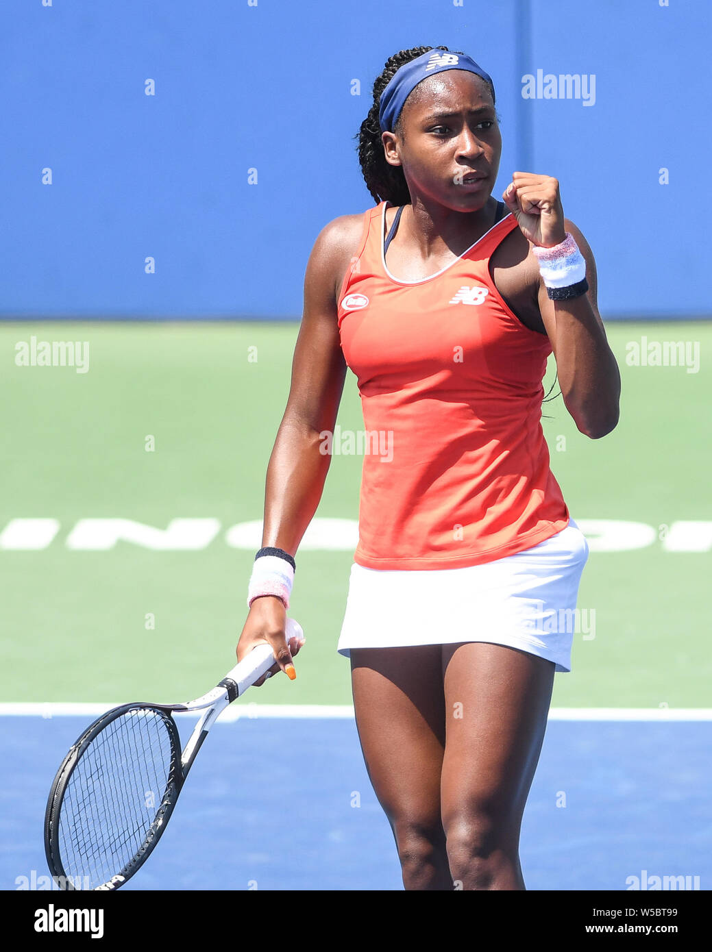 Washington DC, USA. 27th July, 2019. COCO GAUFF celebrates at the Rock  Creek Tennis Center. Credit: ZUMA Press, Inc./Alamy Live News Stock Photo -  Alamy