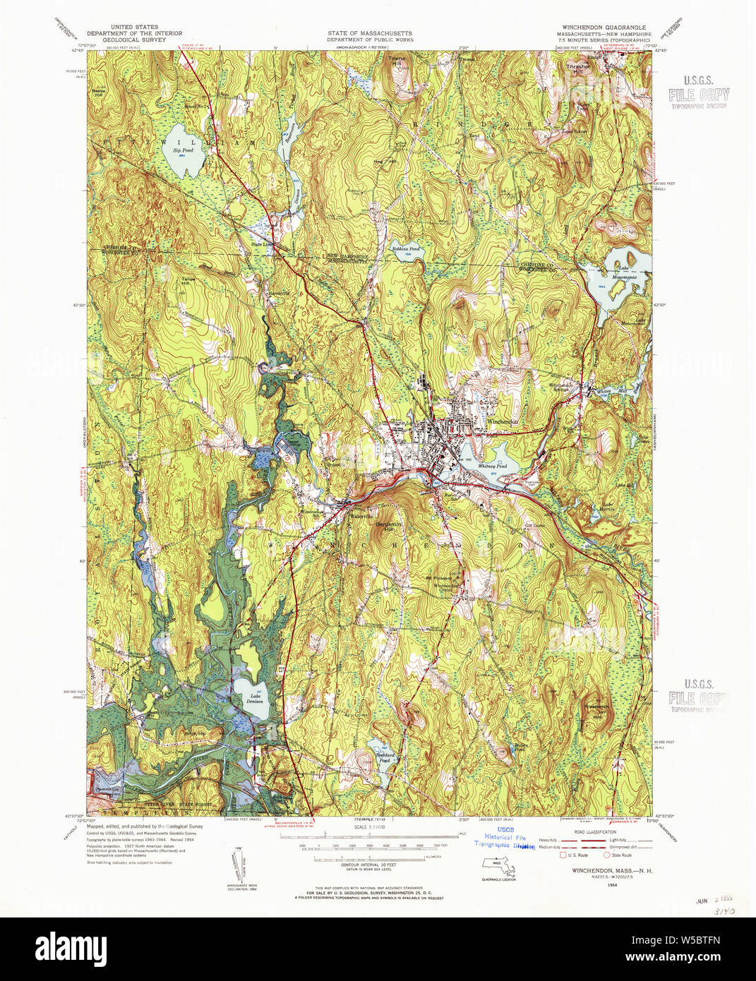Massachusetts USGS Historical Topo Map MA Winchendon 352377 1954 31680 Restoration Stock Photo ... Massachusetts USGS Historical Topo Map MA Winchendon 352377 1954 31680 Restoration Stock Photo ...