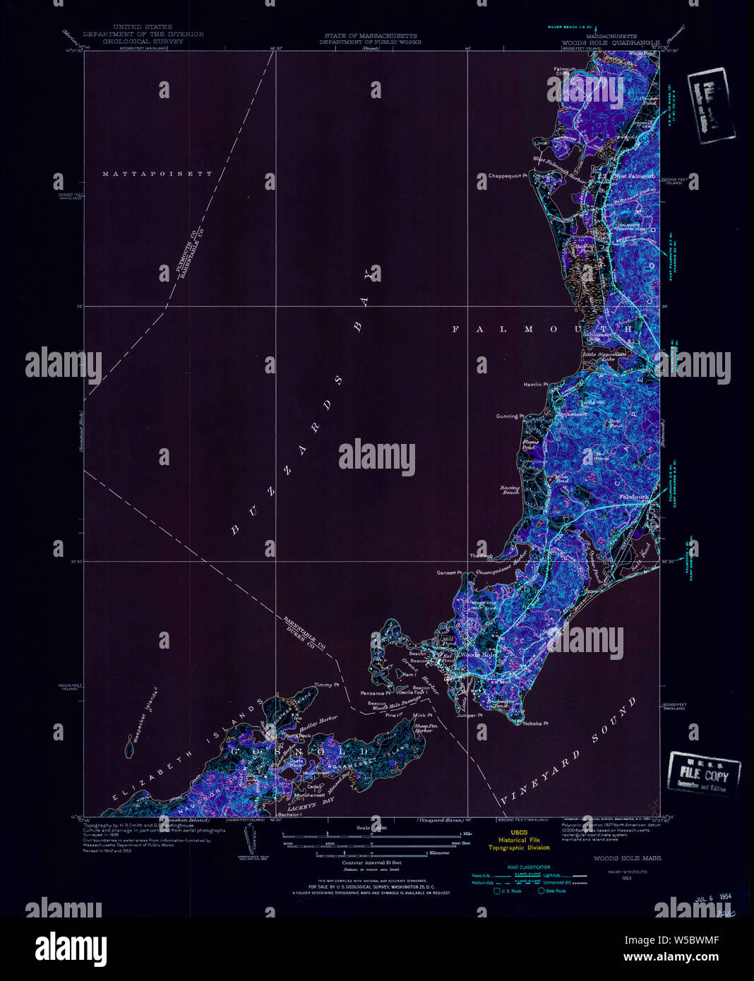 Massachusetts USGS Historical Topo Map MA Woods Hole 352389 1953 31680