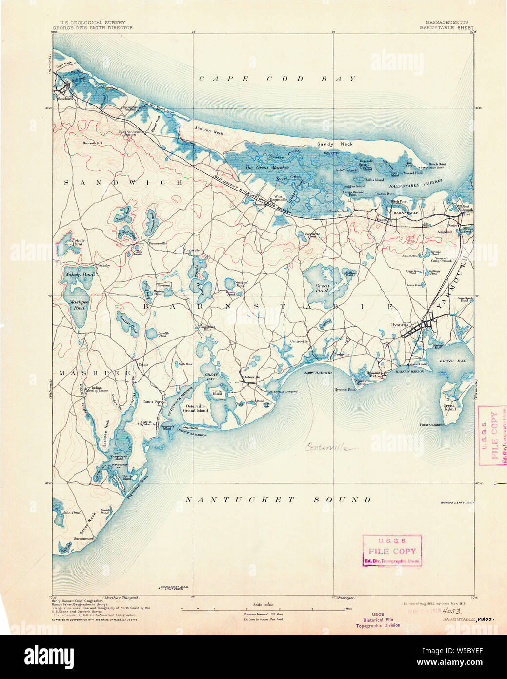 Massachusetts USGS Historical Topo Map MA Barnstable 352442 1893 62500 ...